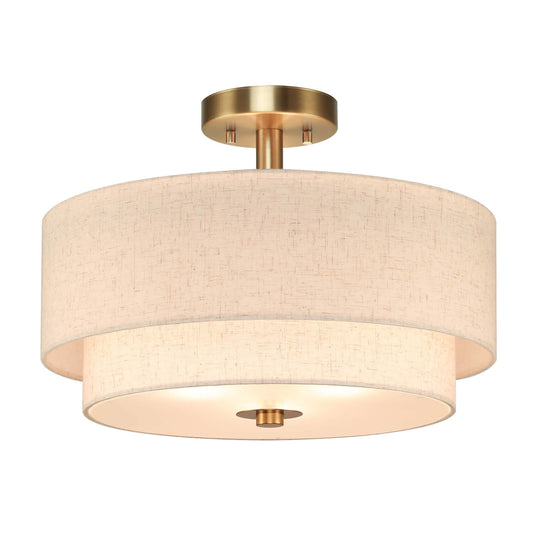 16 inch Brass Double Drum Ceiling Light for Bedroom & Living Room XB-SF1289-BS
