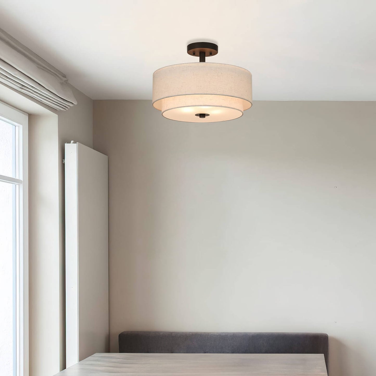 16 inch Retro Gold Brass Drum Ceiling Light for Bedroom & Living Room XB-SF1289-DB