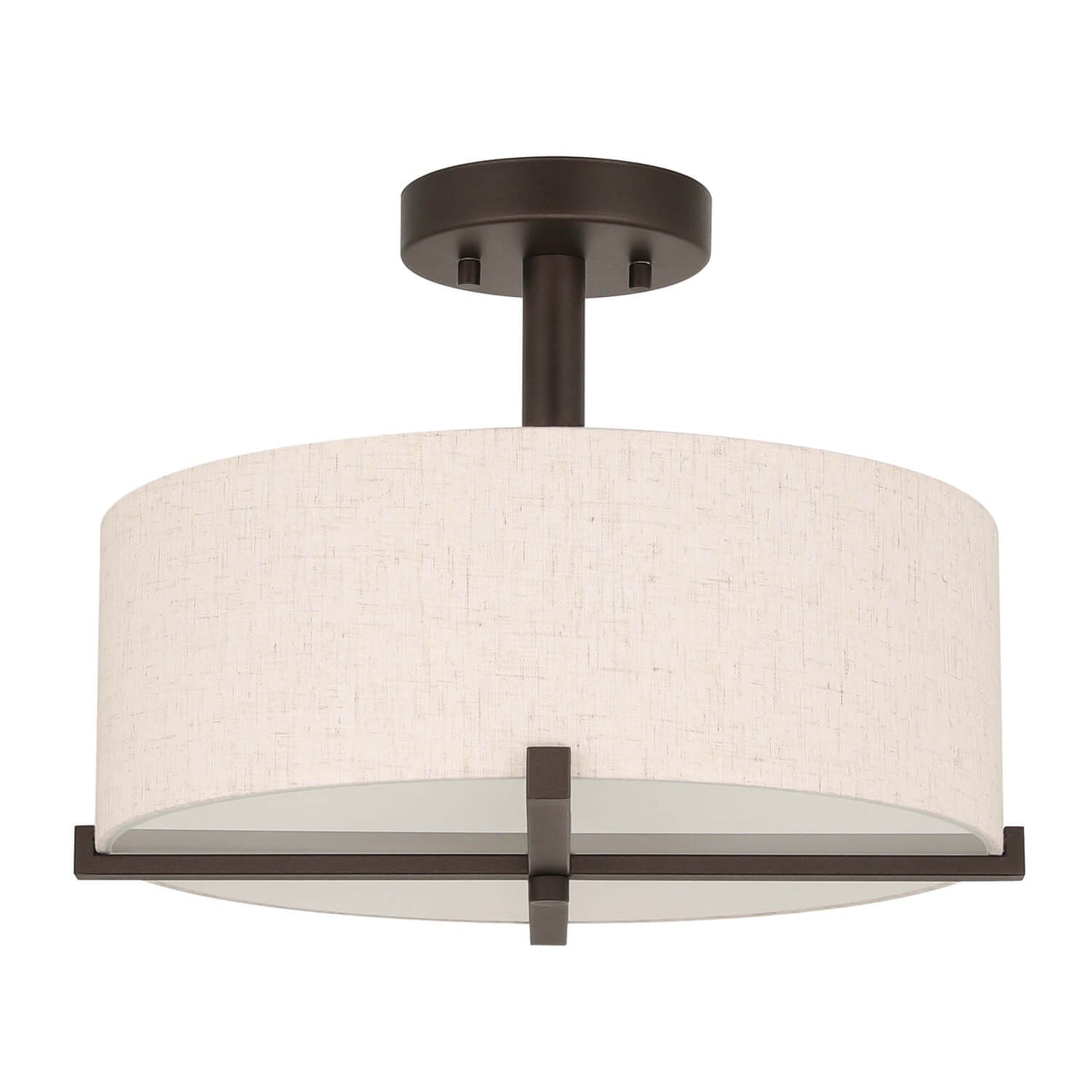14 inch Modern Fabric Drum Ceiling Light - 3-Light Semi Flush Mount XB-SF1292-DB