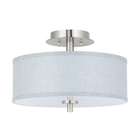 14 inch Modern 3-Light Brushed Nickel Flush Mount with Linen Drum Shade XB-SF1303-BN