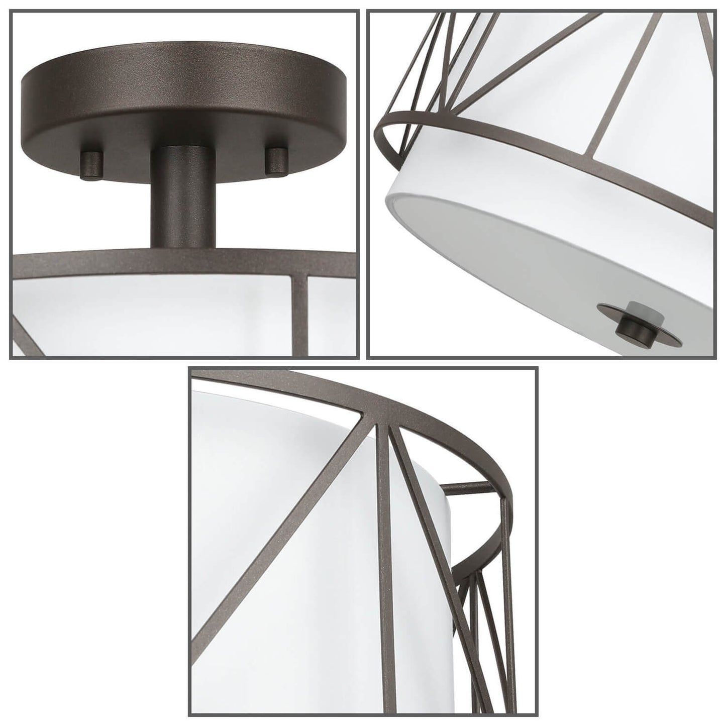 16 inch Modern Metal Cage Drum Ceiling Light XB-SF330-DB