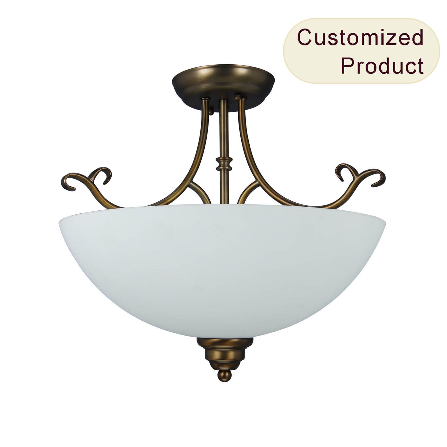 Industrial Vintage Dining Chandelier Classic Ceiling Lamp E26 Retro Pendant Lamp Semi Flush Mount Ceiling Light XB-SF721-2-AB