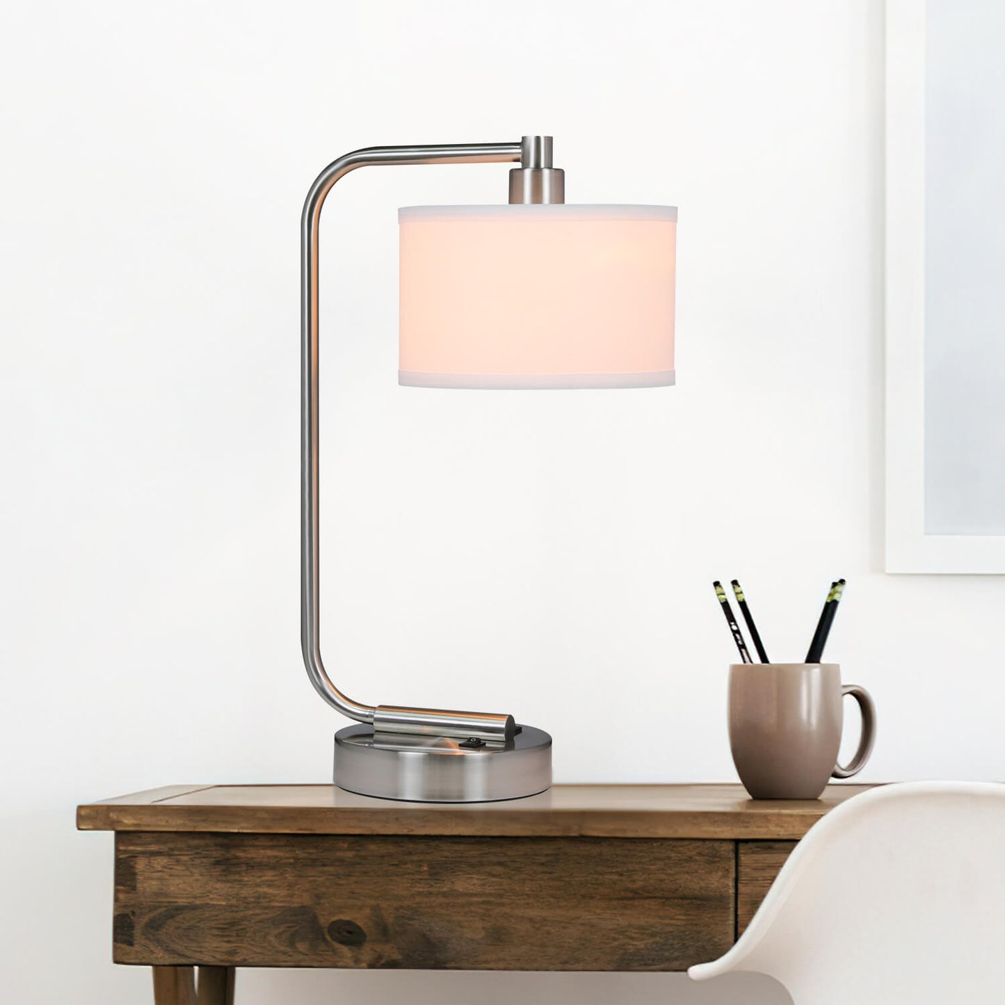 Modern Brushed Nickel Table Lamp with USB Port XB-TL1226-BN