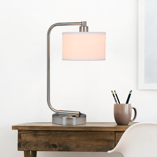 Modern Brushed Nickel Table Lamp with USB Port XB-TL1226-BN