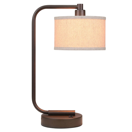 Bronze Table Lamp with USB Charging Port and Fabric Shade XB-TL1226-DB