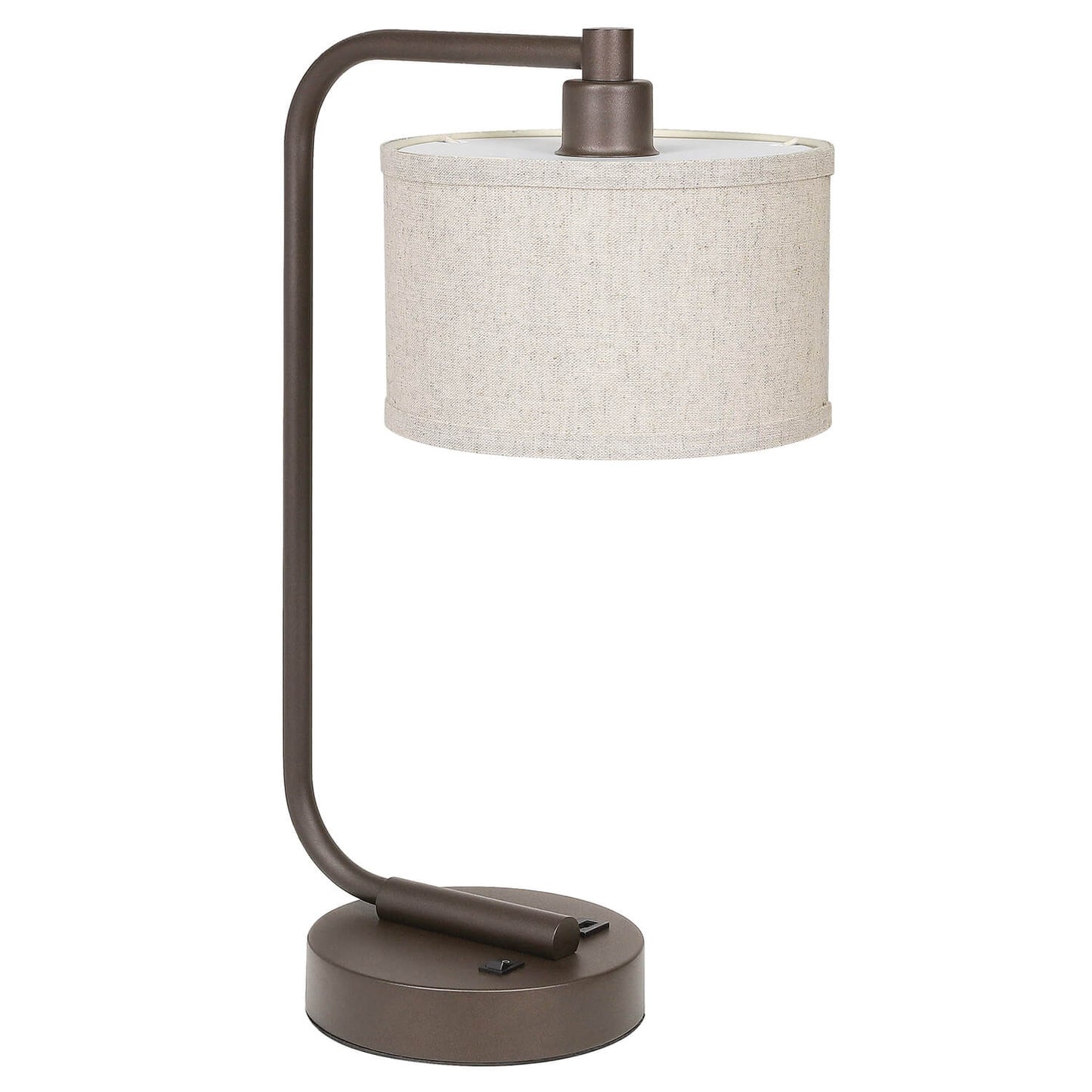 Bronze Table Lamp with USB Charging Port and Fabric Shade XB-TL1226-DB