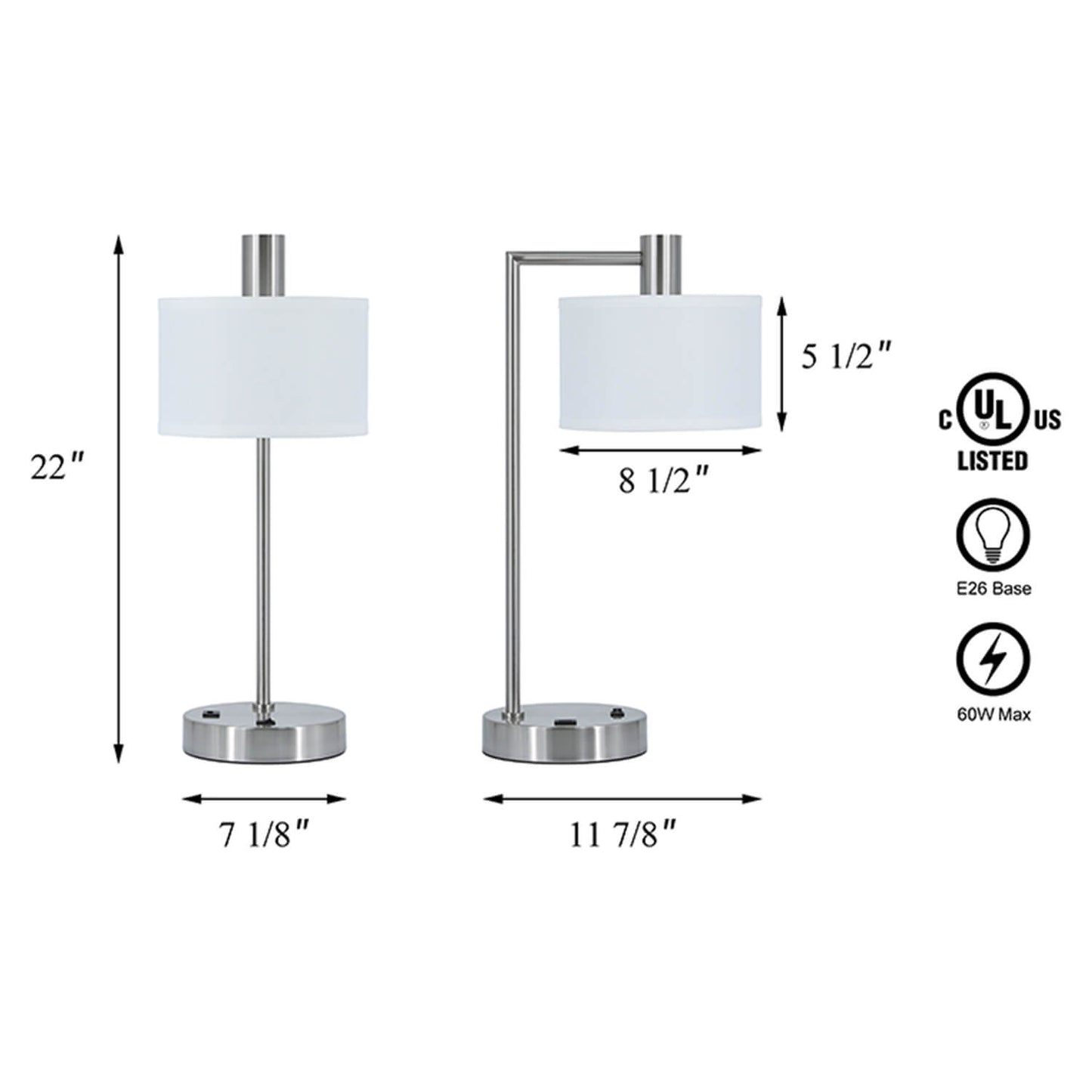 Modern USB Desk Lamp with Fabric Shade XB-TL1230-BN