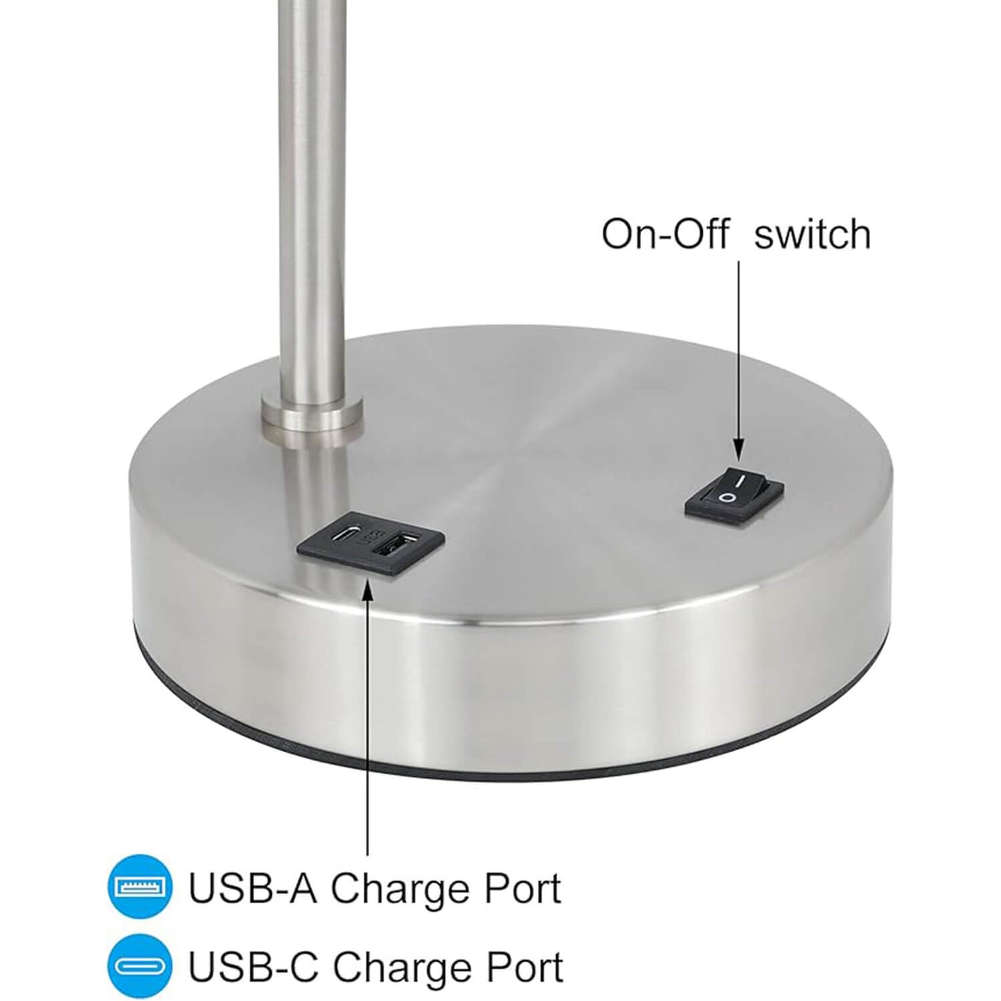 Modern USB Desk Lamp with Fabric Shade XB-TL1230-BN