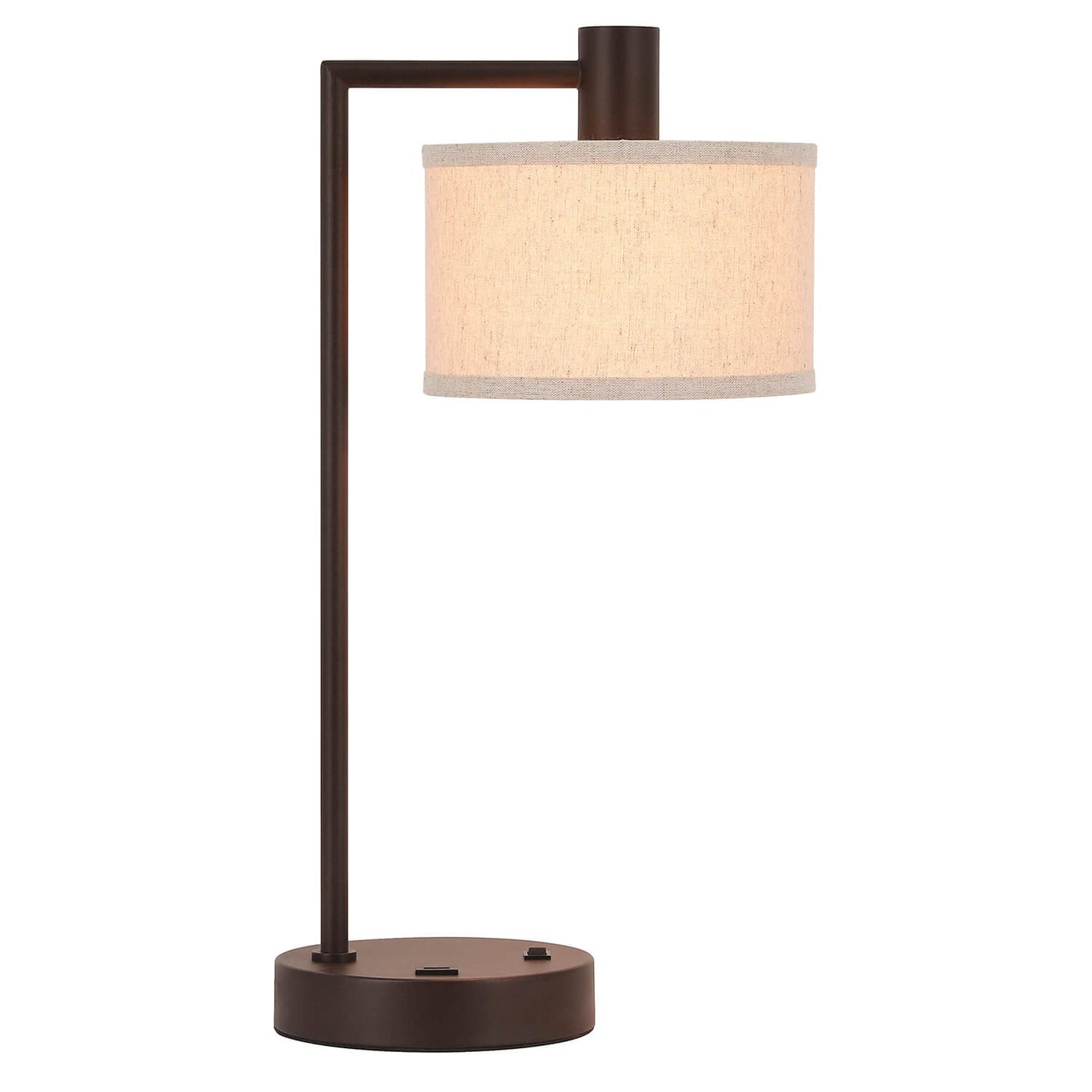 Table Lamp with USB Port, Fabric Drum Shade, Dark Bronze Finish, On/Off Switch XB-TL1230-DB