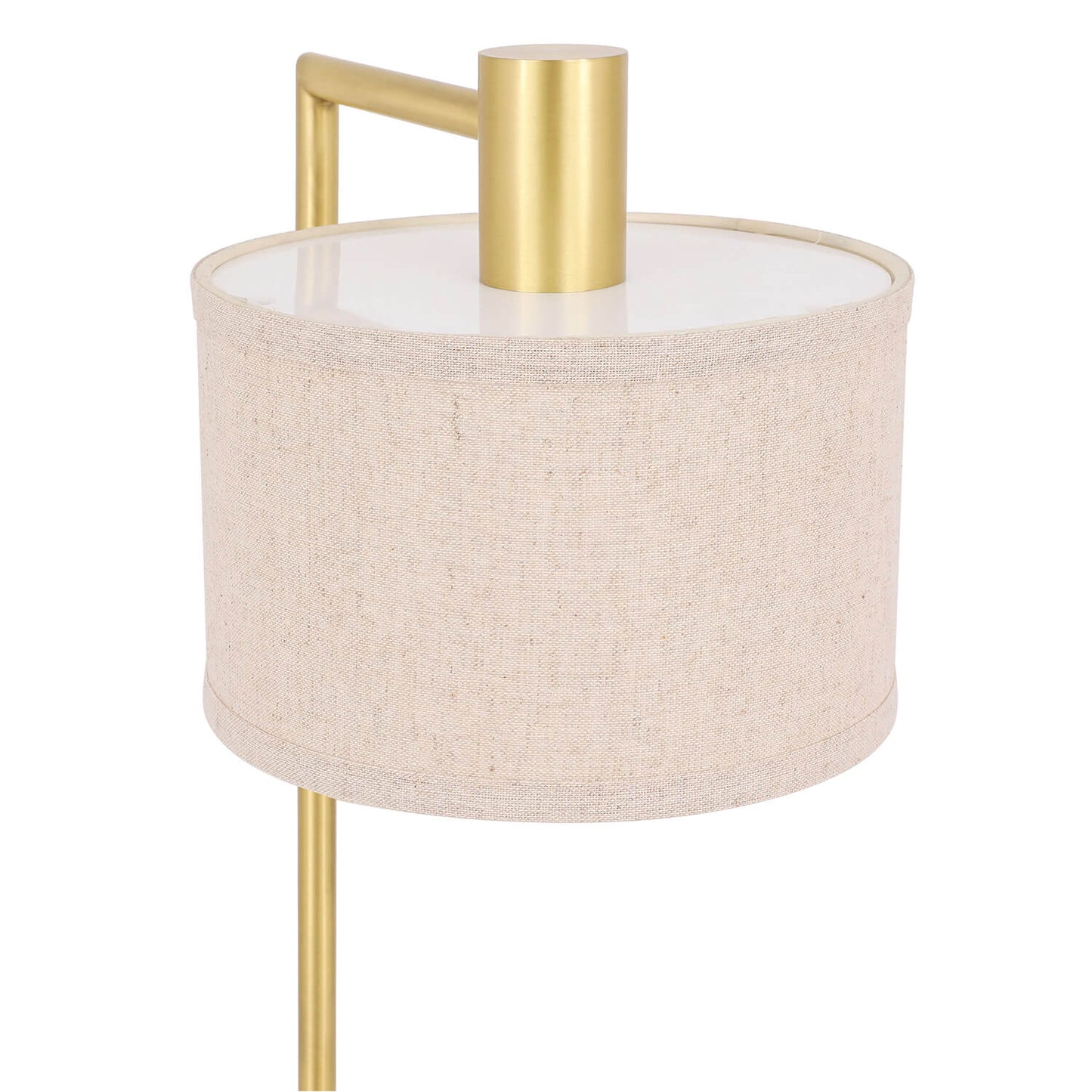 Table Lamp with USB Port, Fabric Shade, Satin Brass, Bedside Desk Lamp for Bedroom XB-TL1230-SB
