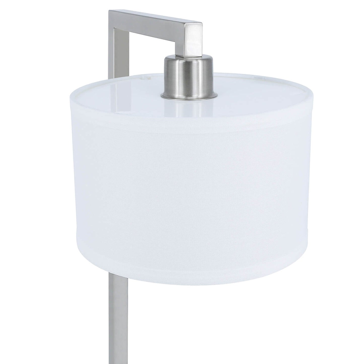 Table Lamp with USB Port, Brushed Nickel, White Fabric Shade, Desk Light for Bedroom XB-TL1231-BN