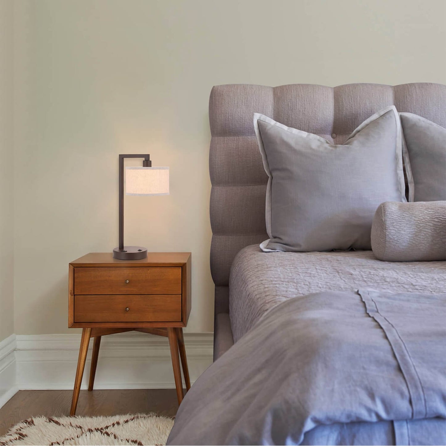 Modern Dark Bronze Table Lamp with USB for Bedroom Living Room XB-TL1231-DB