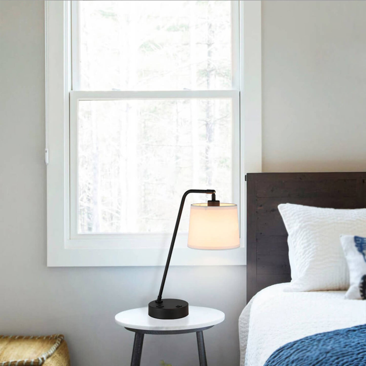 Black Table Lamp with USB Port - Adjustable Desk Lamp XB-TL282-MB