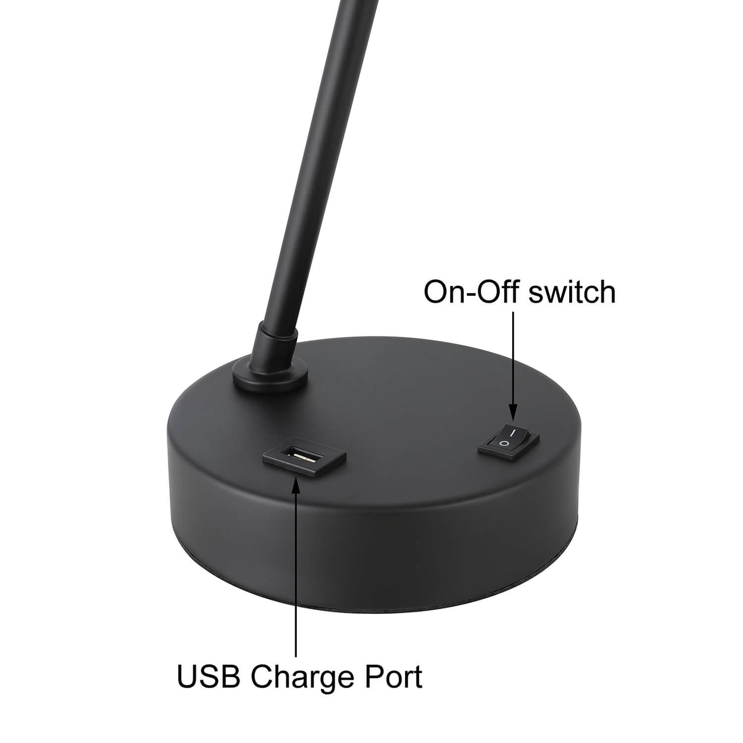 Black Table Lamp with USB Port - Adjustable Desk Lamp XB-TL282-MB