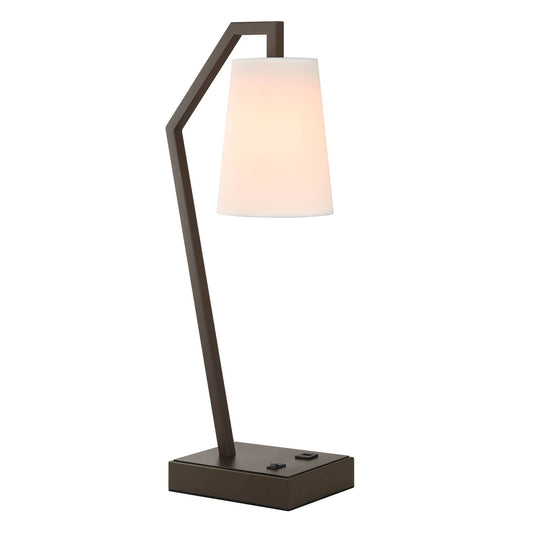 Modern Bronze USB Table Lamp with Fabric Shade for Bedroom & Office XB-TL290-DB