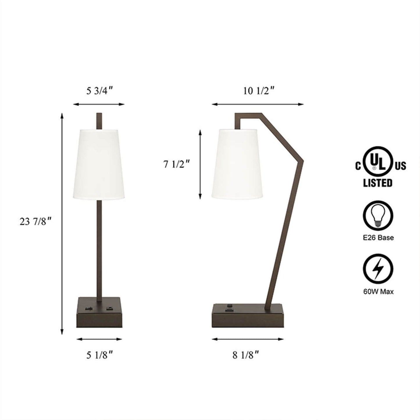 Modern Bronze USB Table Lamp with Fabric Shade for Bedroom & Office XB-TL290-DB