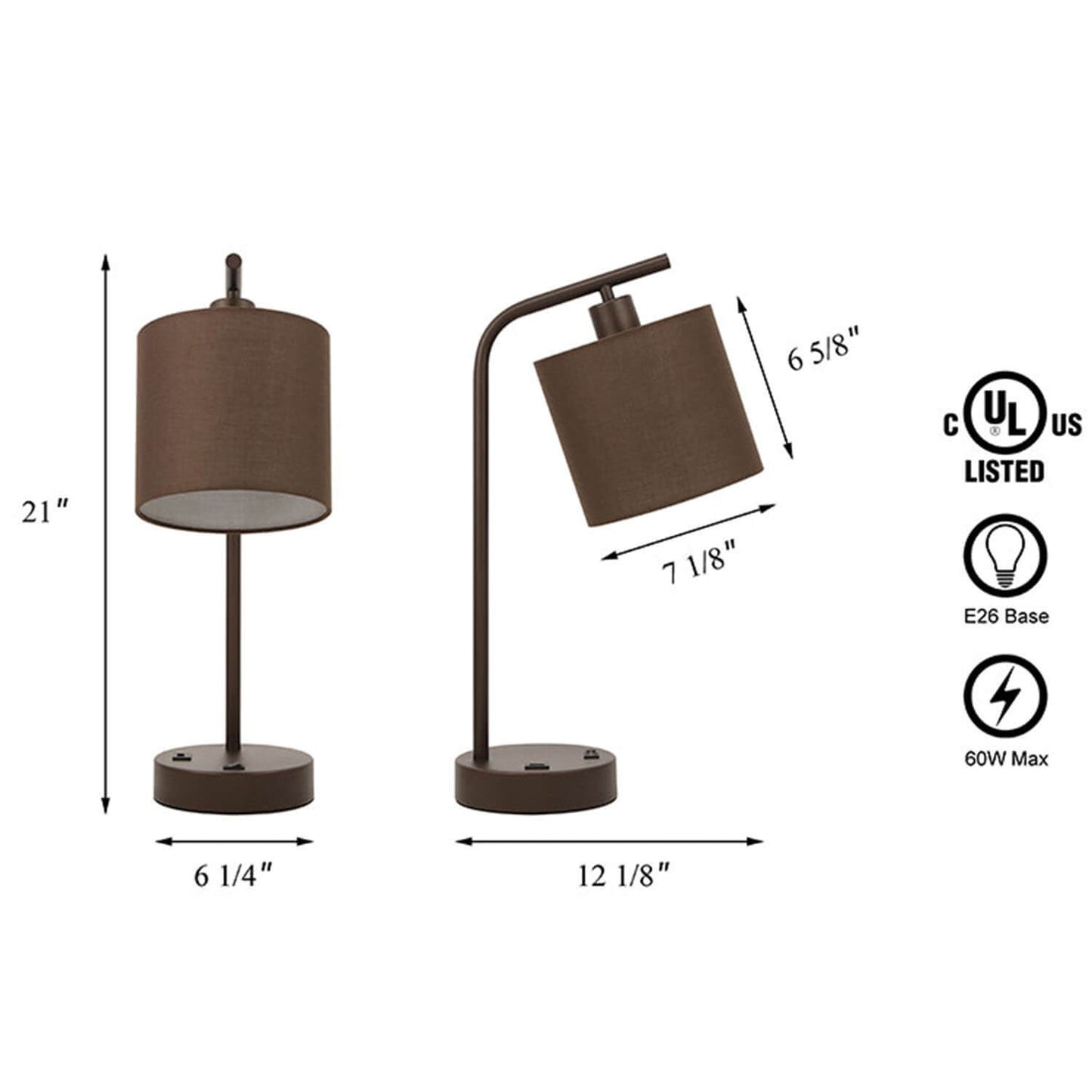 Modern Bronze USB Table Lamp Hotel Style for Bedroom & Office XB-TL292-DB
