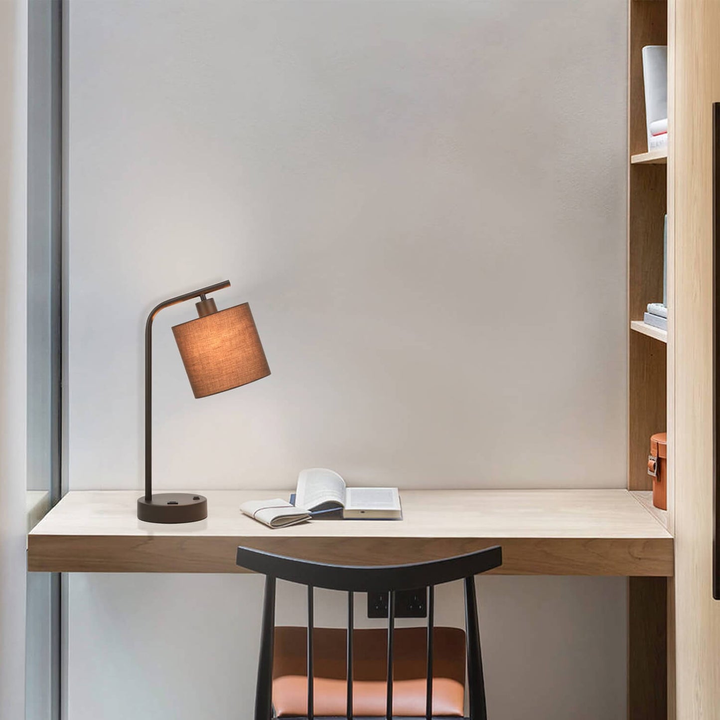 Modern Bronze USB Table Lamp Hotel Style for Bedroom & Office XB-TL292-DB