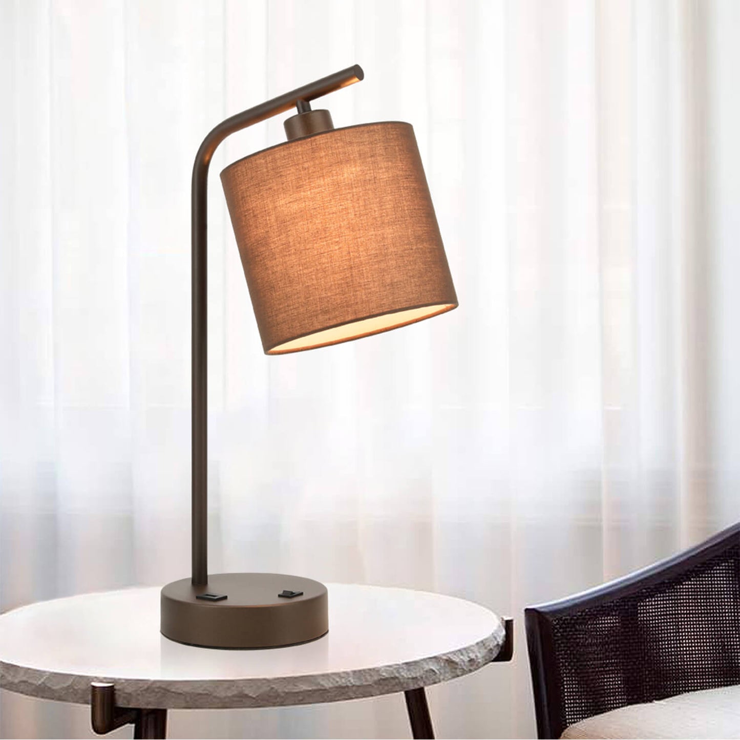 Modern Bronze USB Table Lamp Hotel Style for Bedroom & Office XB-TL292-DB