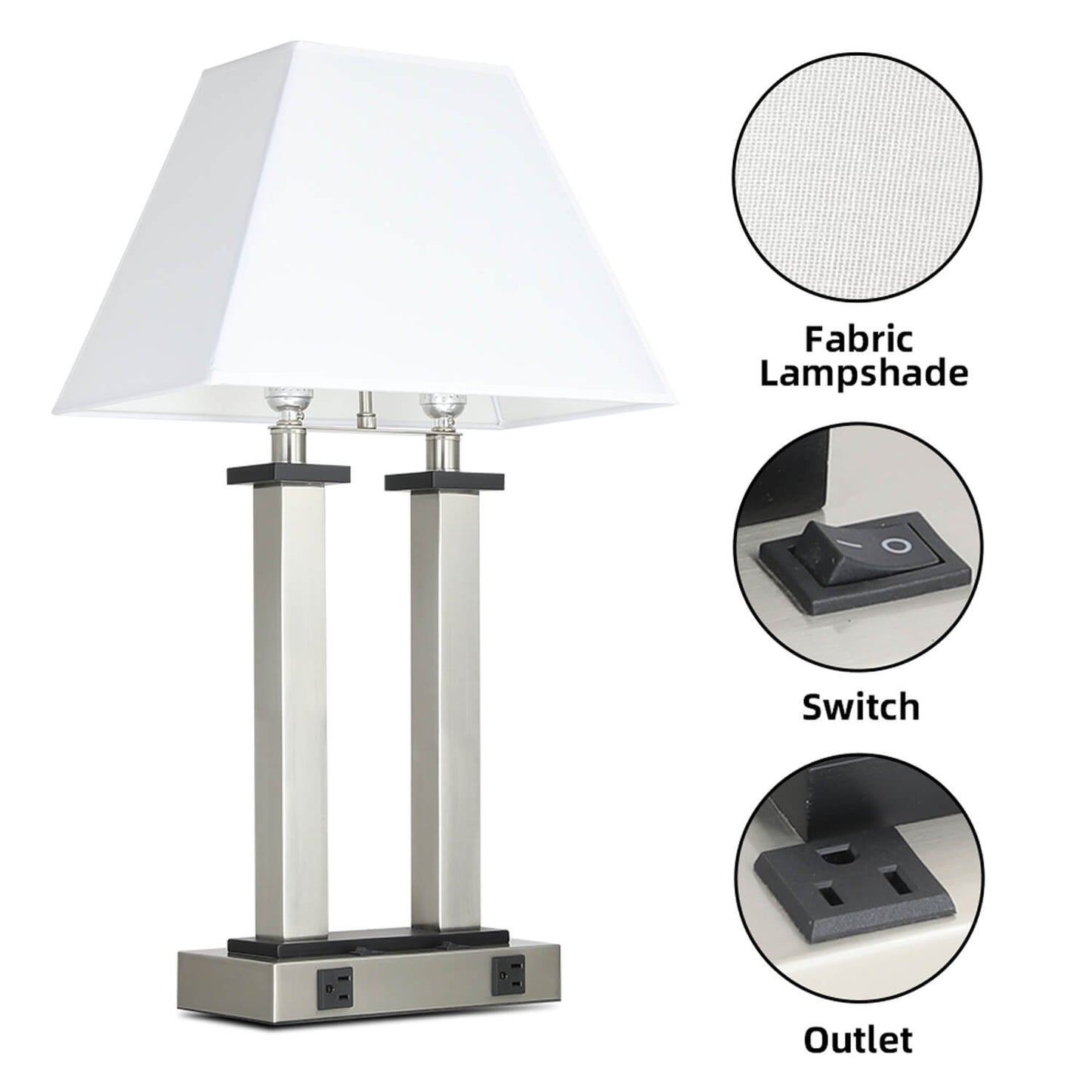 Modern Fabric Shade Designer Desk Lamp Quality Hotel Living Room Light Luxury Bedside Table Lamps for Guest Room Bedroom XB-TL555-BN