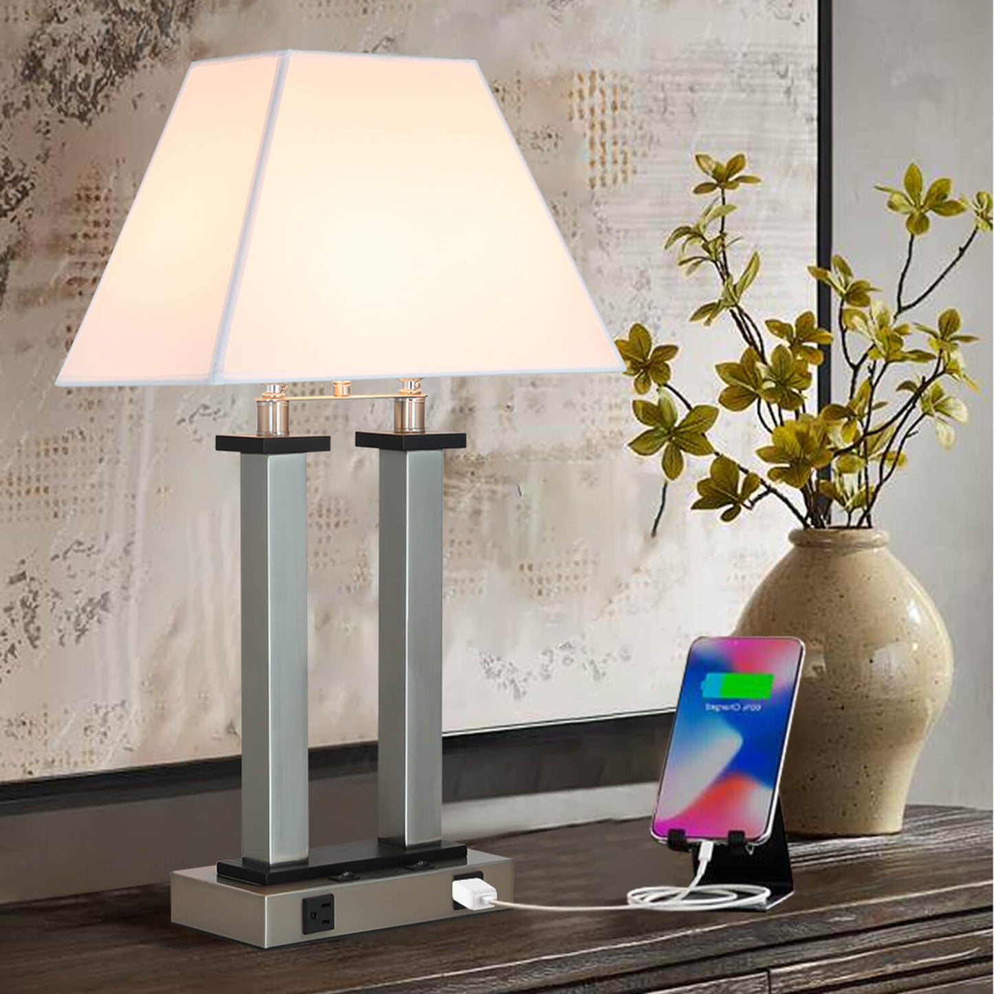 Modern Fabric Shade Designer Desk Lamp Quality Hotel Living Room Light Luxury Bedside Table Lamps for Guest Room Bedroom XB-TL555-BN