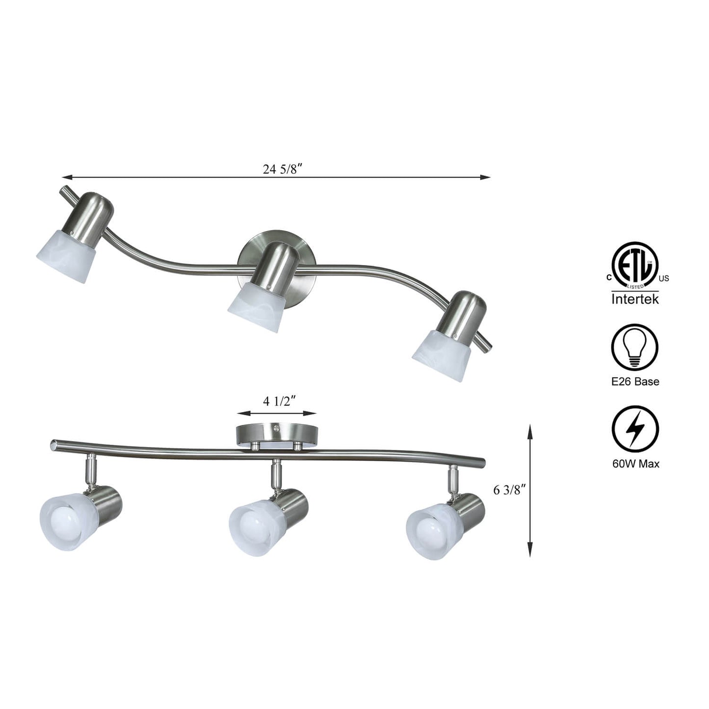 Modern Track Light Bar Brushed Nickel for Kitchen and Dining Room XB-TR1213-3