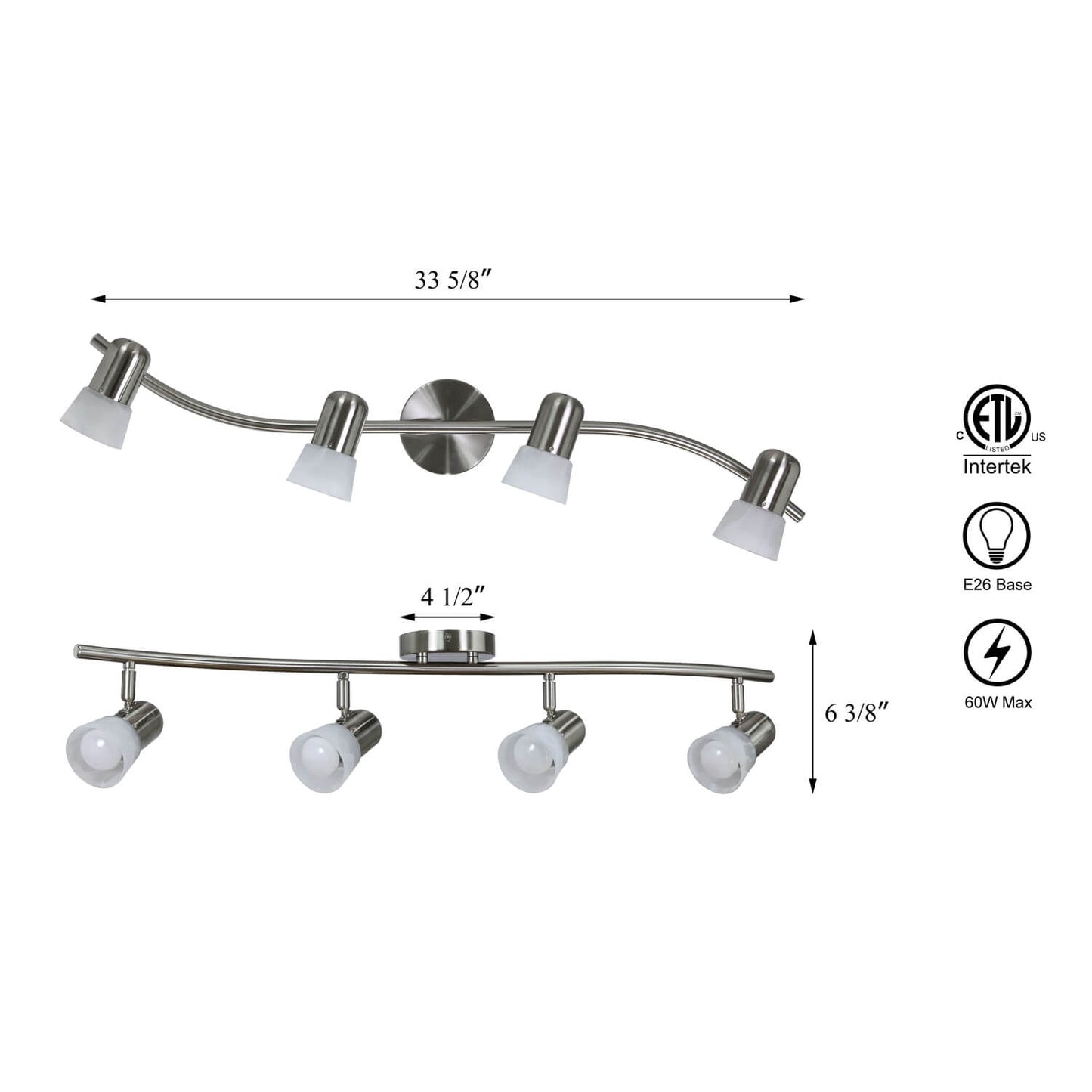 4 Light Track Light with Alabaster Glass in Brushed Nickel XB-TR1213-4