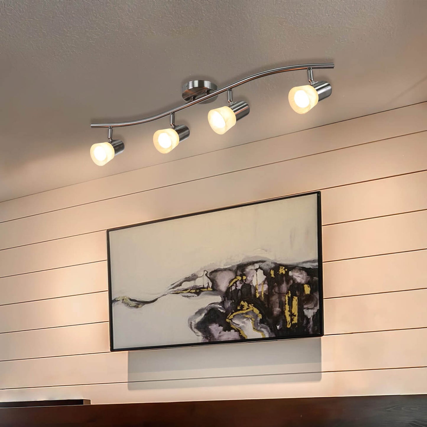 4 Light Track Light with Alabaster Glass in Brushed Nickel XB-TR1213-4