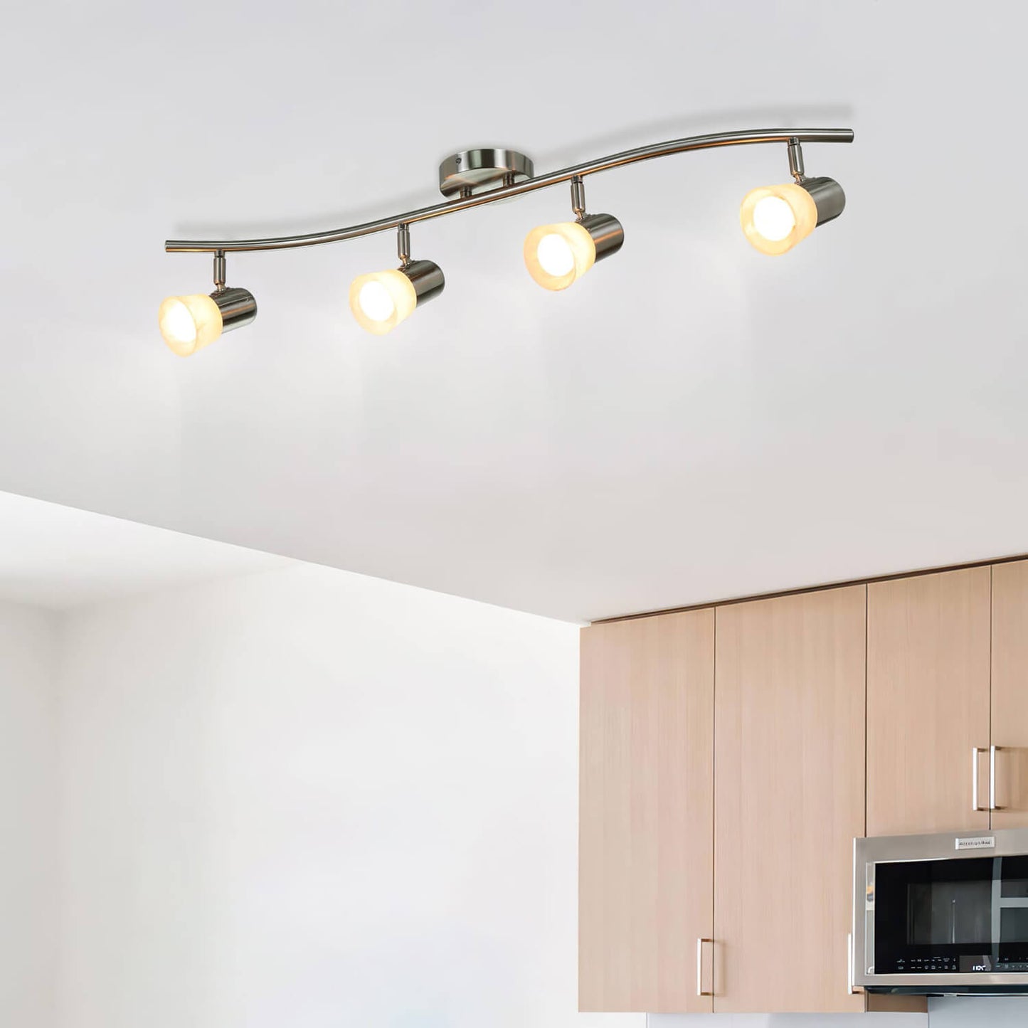 4 Light Track Light with Alabaster Glass in Brushed Nickel XB-TR1213-4