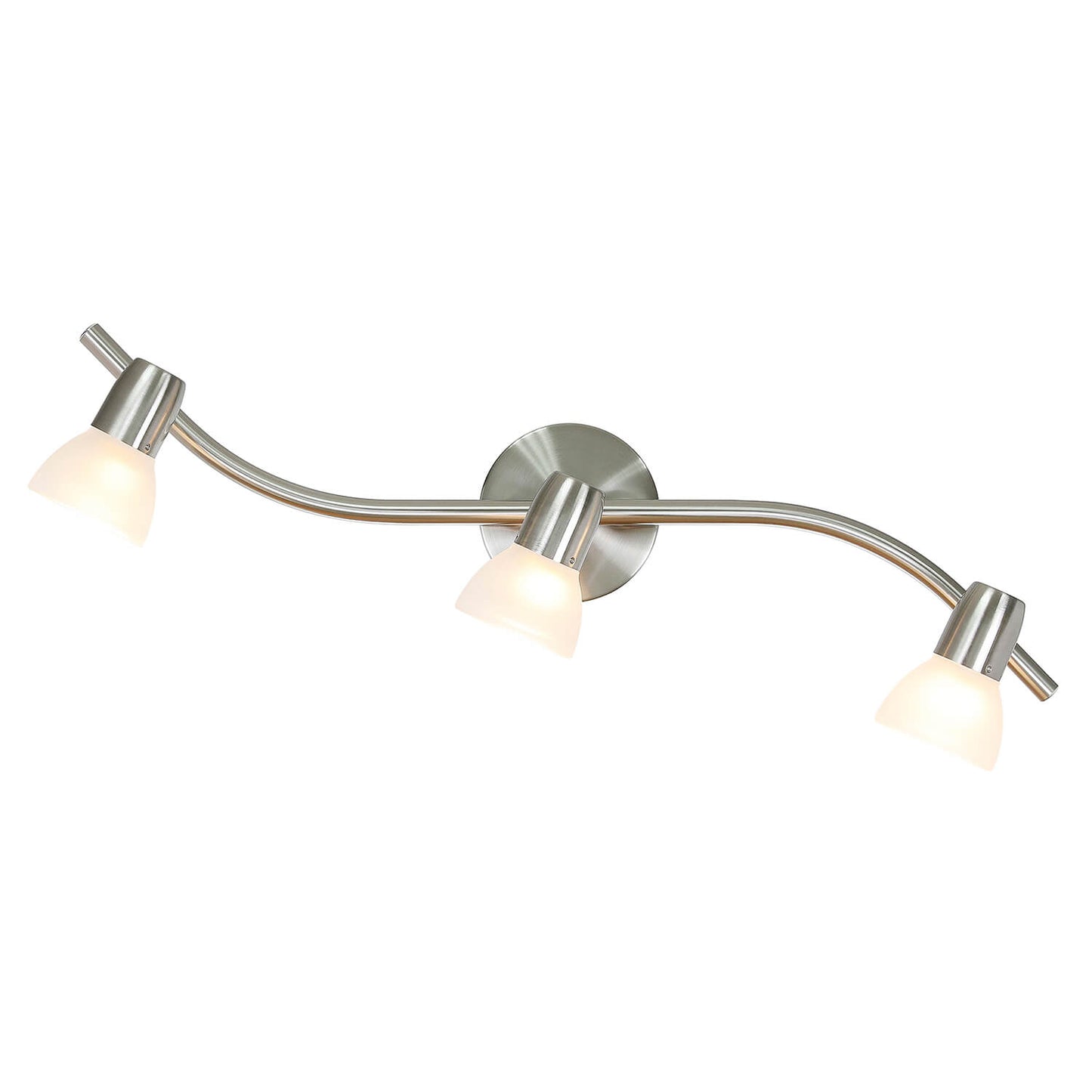 Track Light Fixture, 3-Light Wave Bar, Brushed Nickel with Frosted Glass Shades XB-TR1223-3-BN