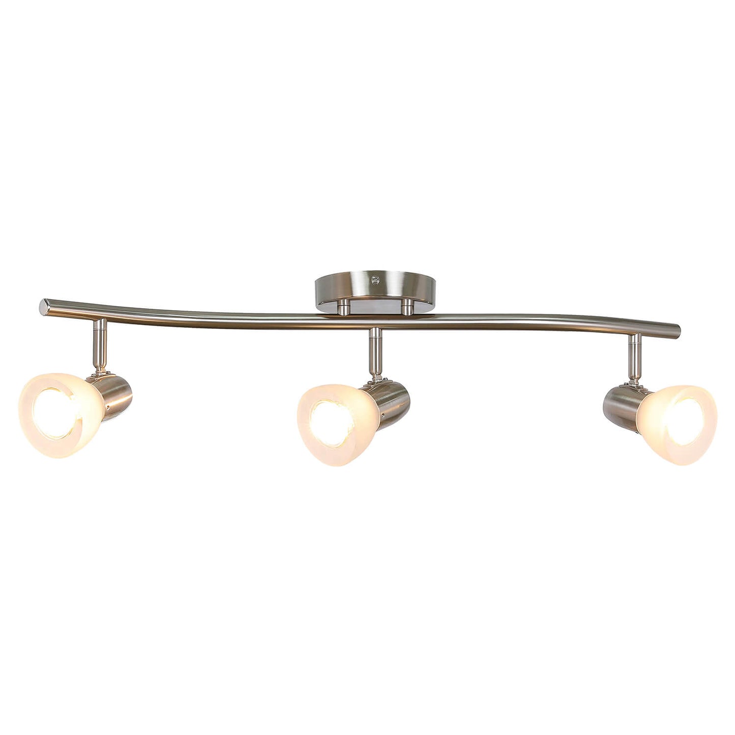 Track Light Fixture, 3-Light Wave Bar, Brushed Nickel with Frosted Glass Shades XB-TR1223-3-BN