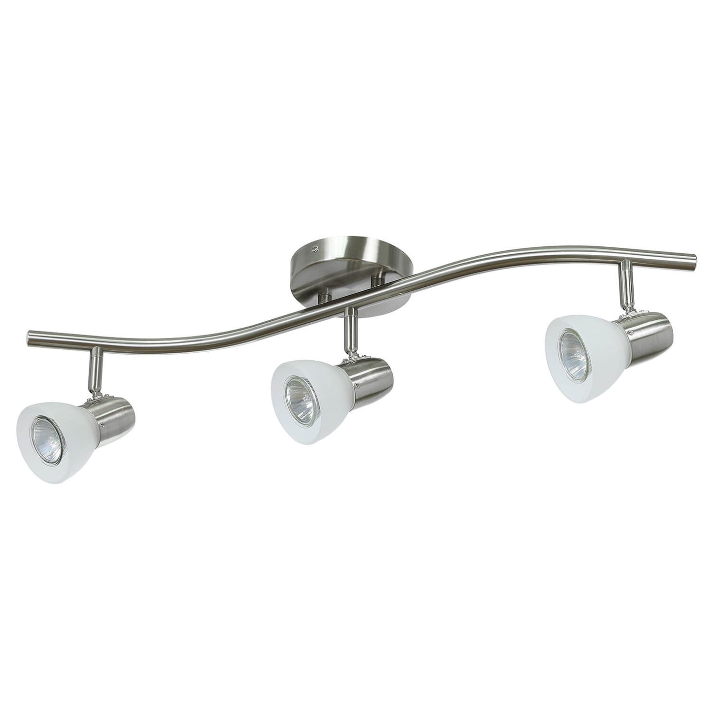 Track Light Fixture, 3-Light Wave Bar, Brushed Nickel with Frosted Glass Shades XB-TR1223-3-BN
