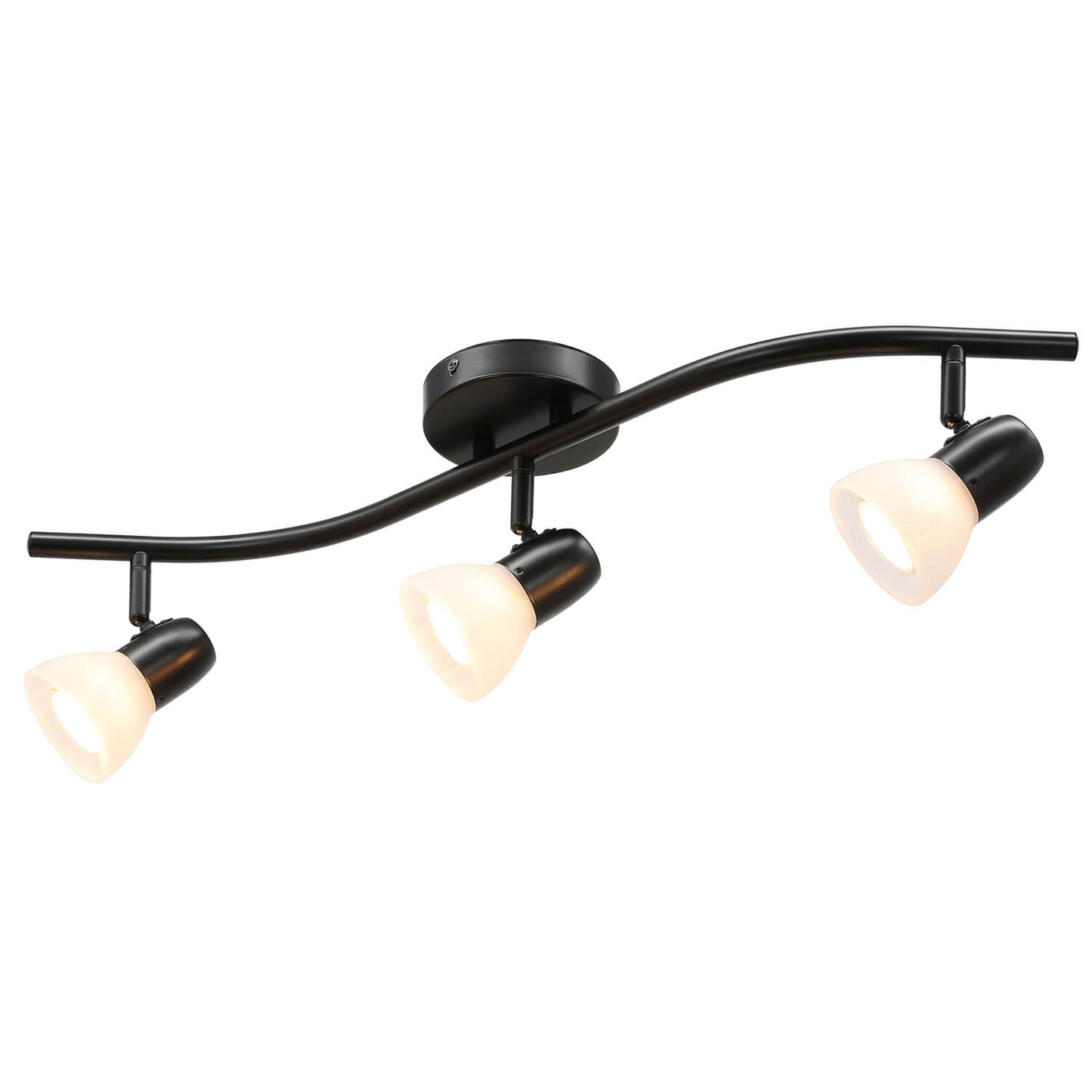 Track Lighting, 3 Light Modern Black Curved Kitchen Track Ceiling Light Fixtures XB-TR1223-3-MBK