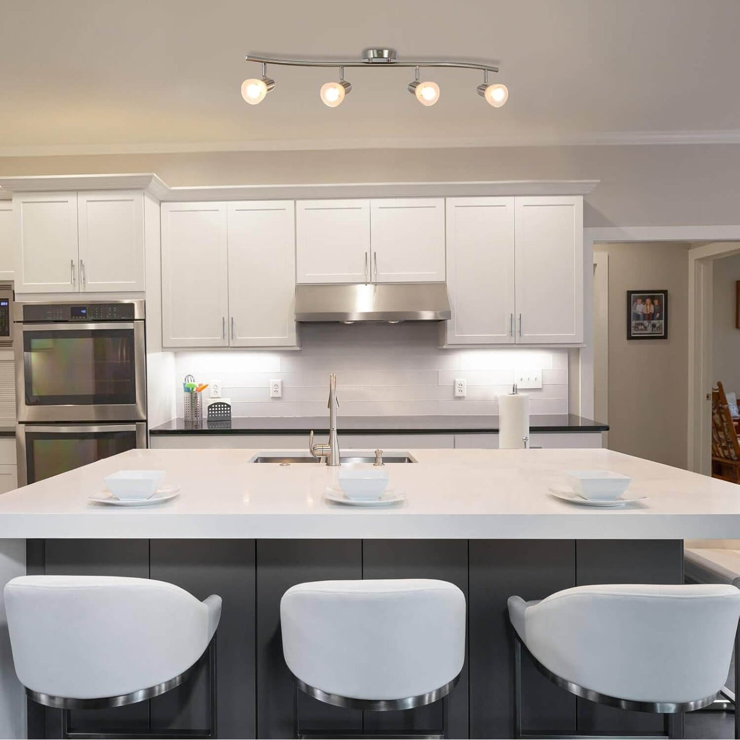 Modern 4-Light Kitchen Track Lighting - Brushed Nickel Finish XB-TR1223-4-BN