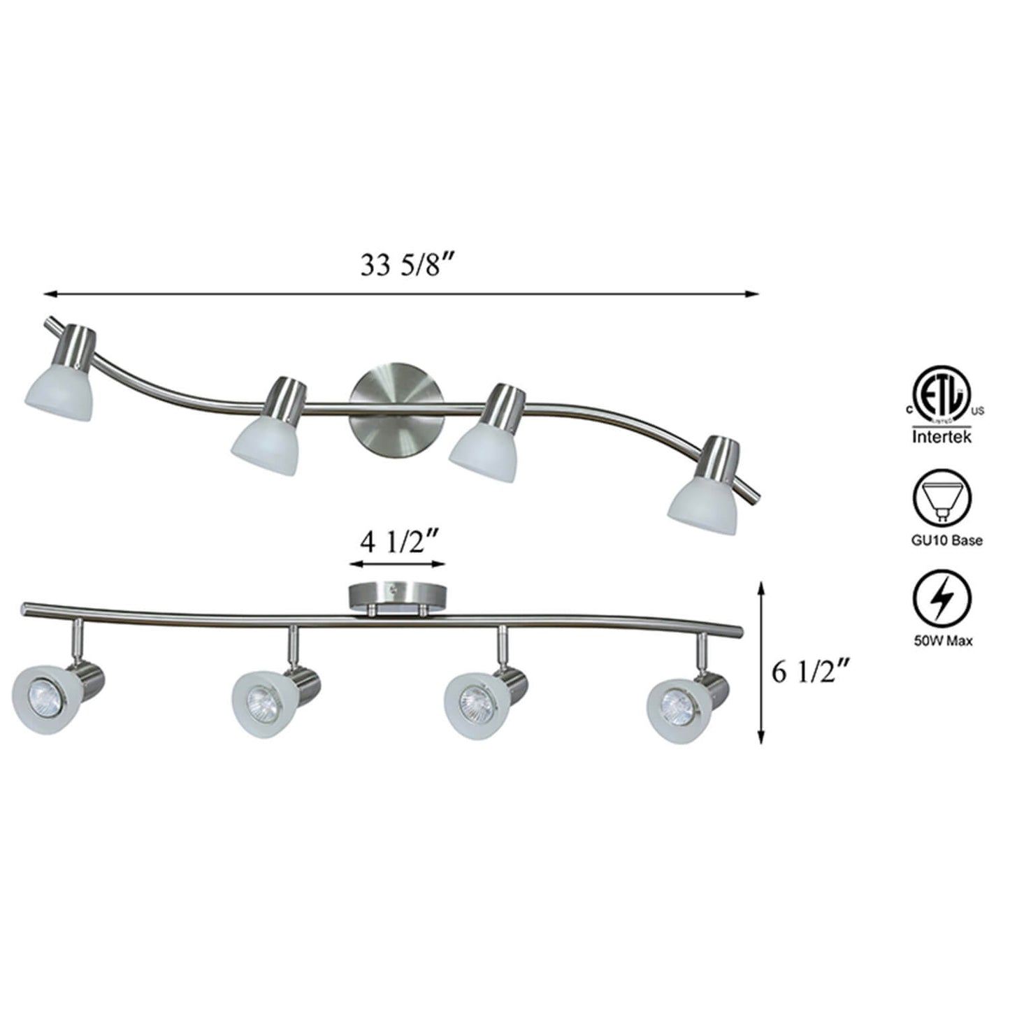 Modern 4-Light Kitchen Track Lighting - Brushed Nickel Finish XB-TR1223-4-BN