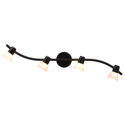 Track Lighting, 4 Light Modern Black Curved Kitchen Track Ceiling Light Fixtures XB-TR1223-4-MBK
