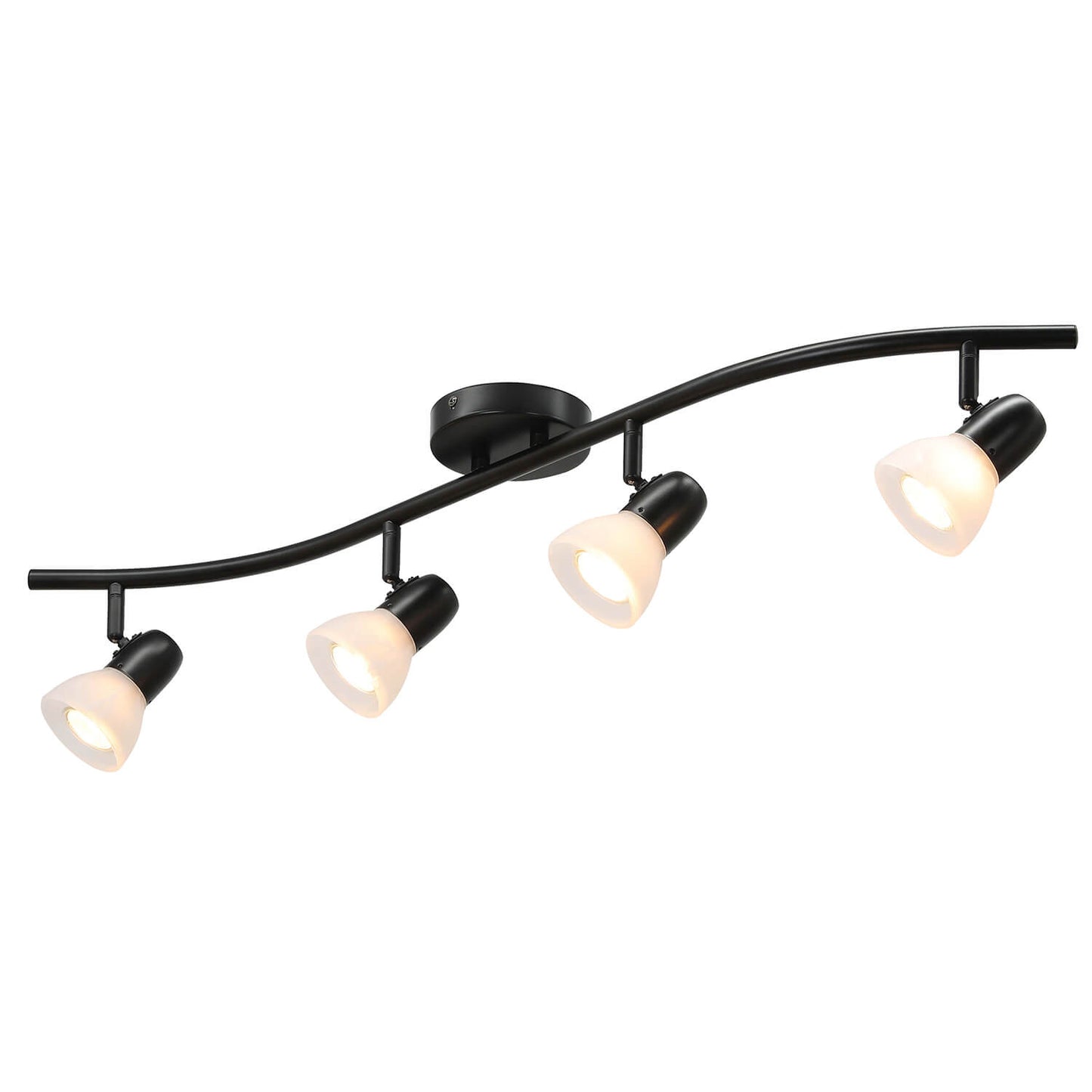 Track Lighting, 4 Light Modern Black Curved Kitchen Track Ceiling Light Fixtures XB-TR1223-4-MBK