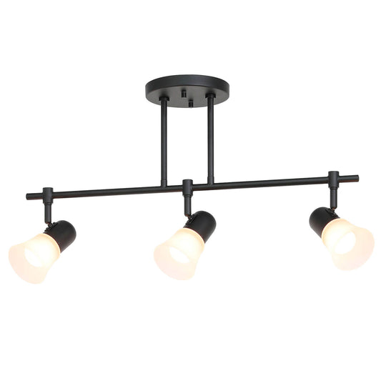 Track Lighting, 3-Light Ceiling Mount, Adjustable Spotlight Heads, Matte Black XB-TR1235-3-MB