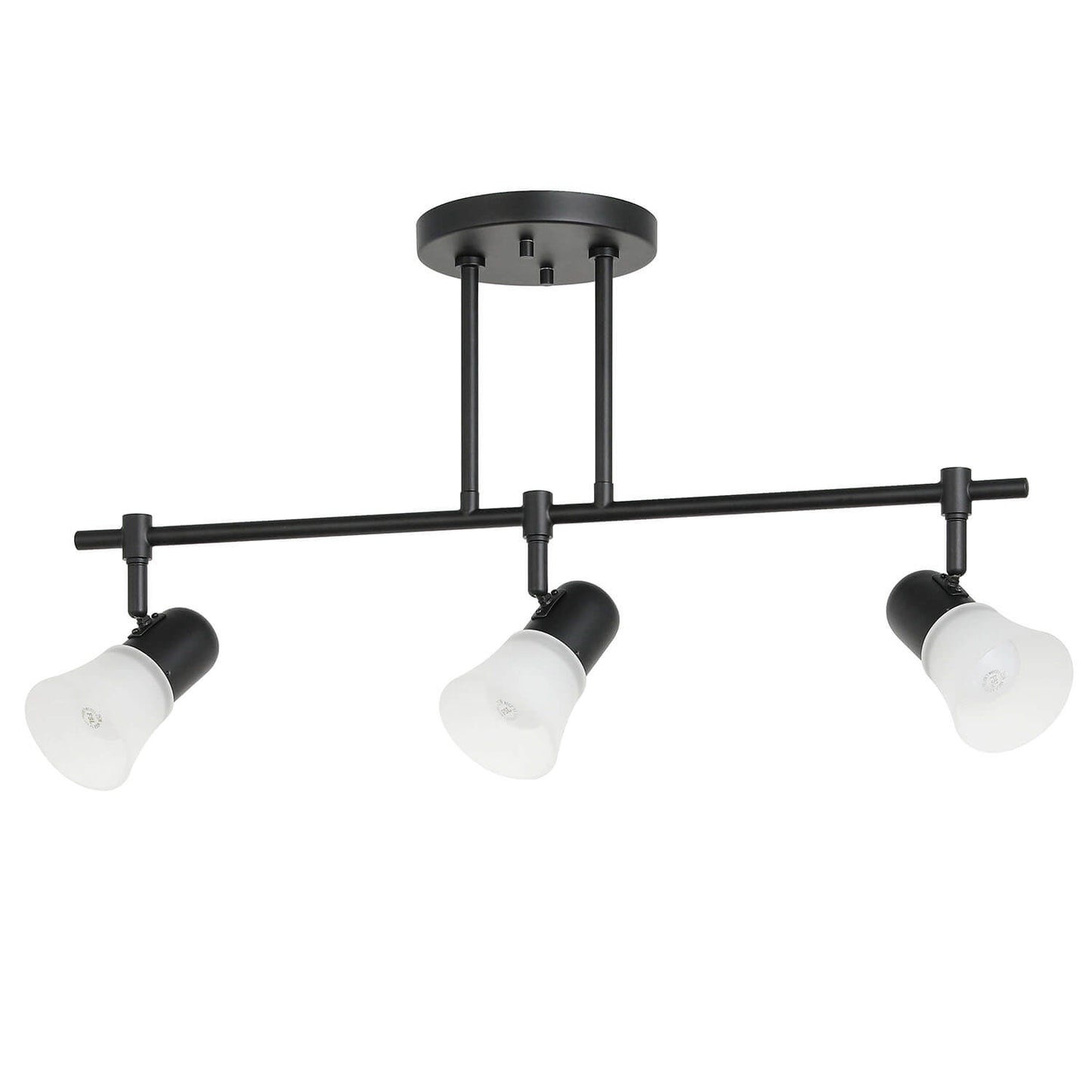 Track Lighting, 3-Light Ceiling Mount, Adjustable Spotlight Heads, Matte Black XB-TR1235-3-MB