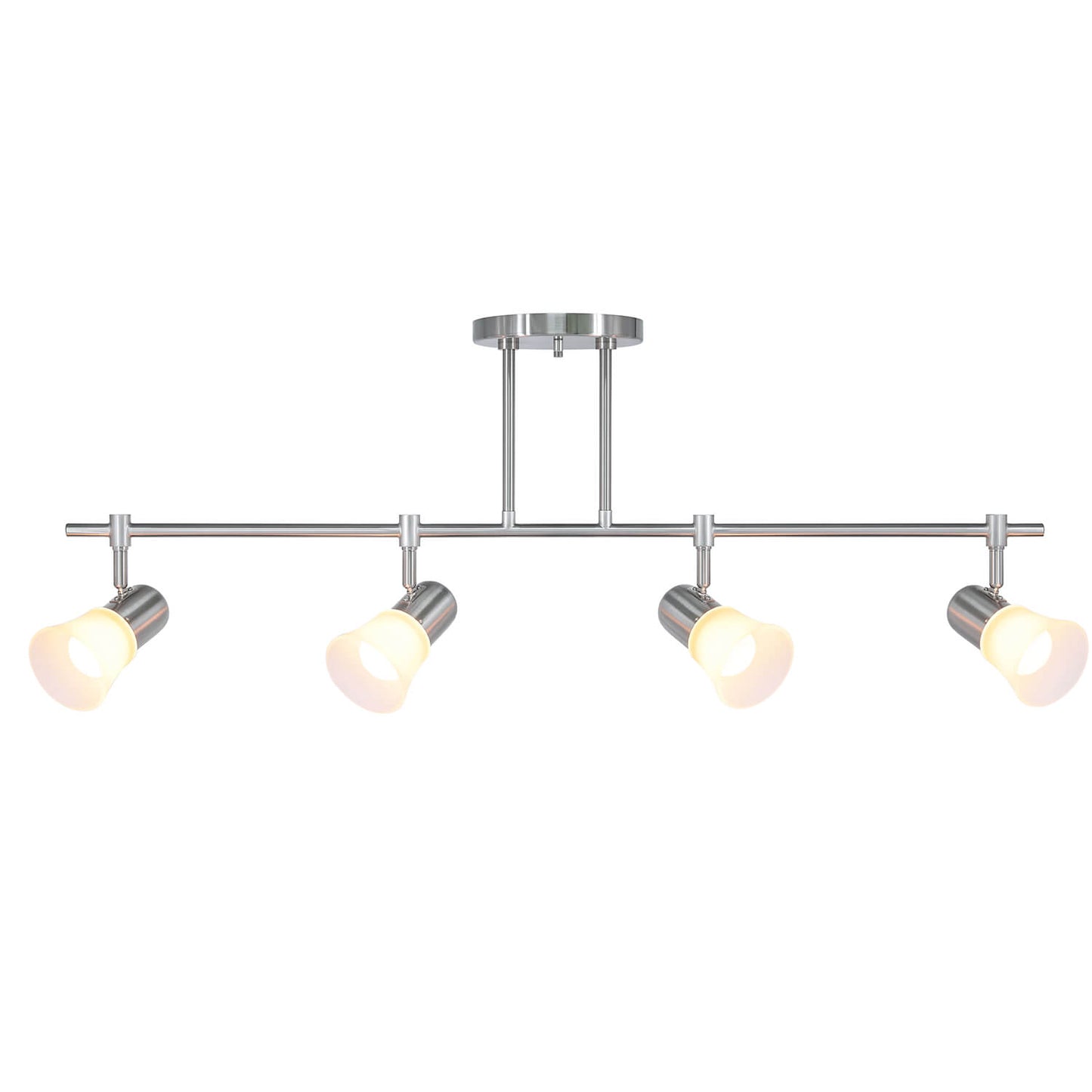 Track Lighting, 4-Light Ceiling Mount, Brushed Nickel, Frosted Glass Shades XB-TR1235-4-BN