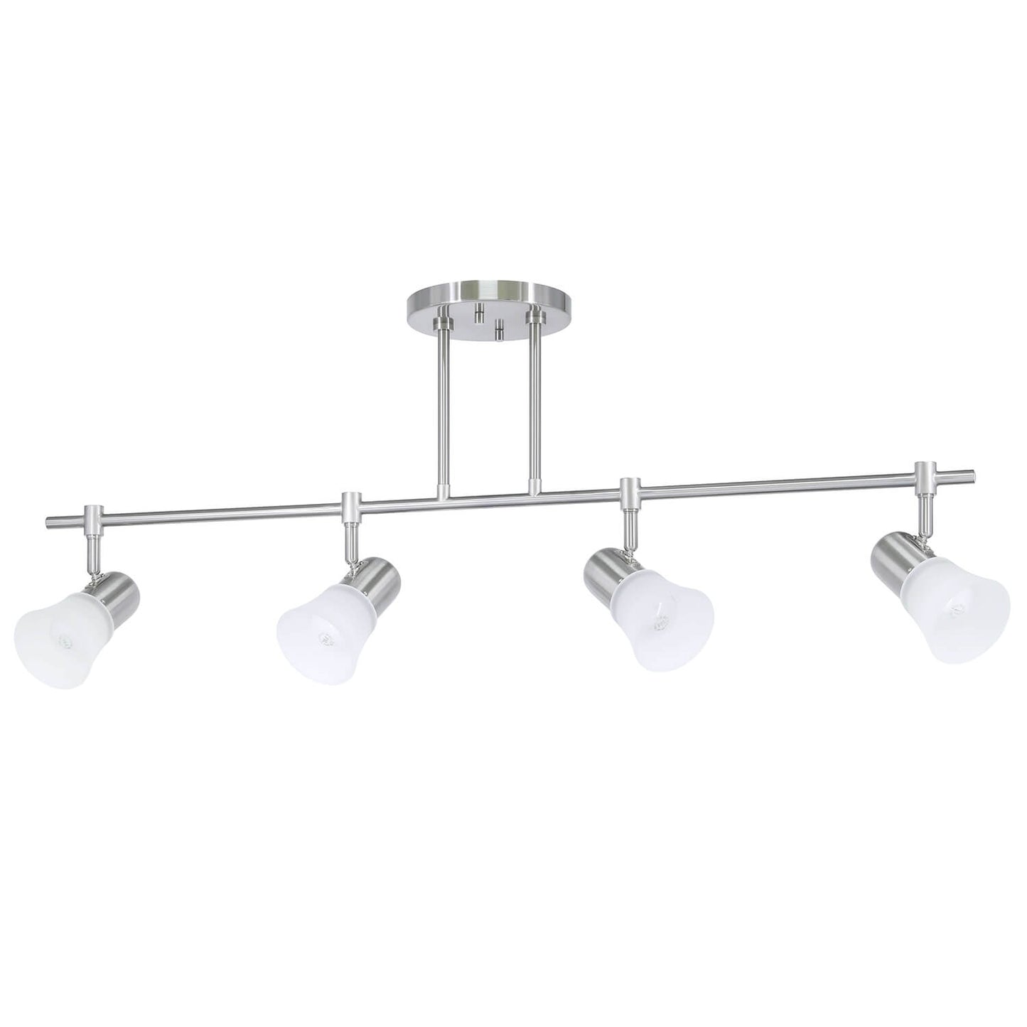 Track Lighting, 4-Light Ceiling Mount, Brushed Nickel, Frosted Glass Shades XB-TR1235-4-BN