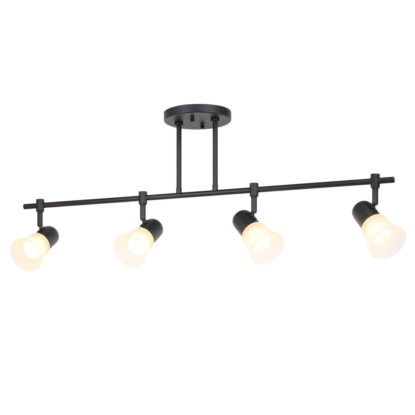 Modern Track Light Fixture, 4-Light Black Kitchen Island Lighting, Glass Shades XB-TR1235-4-MB