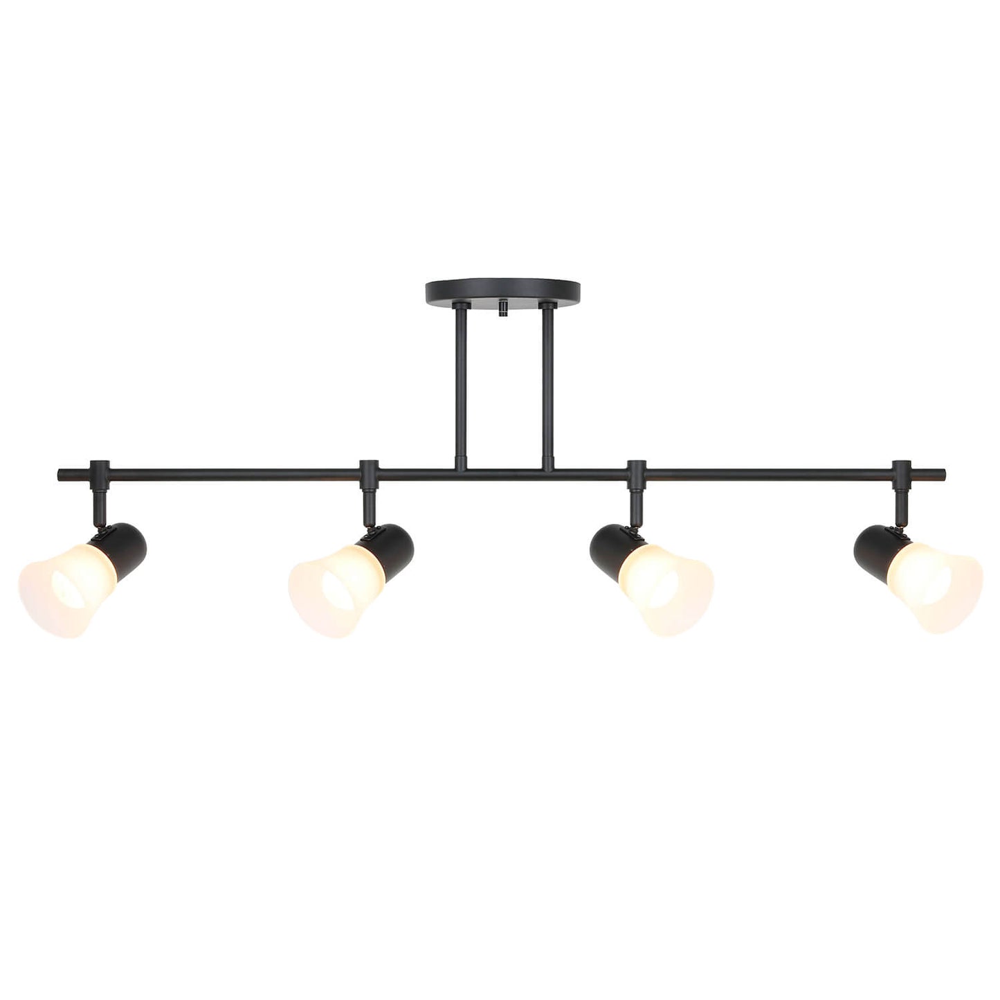 Modern Track Light Fixture, 4-Light Black Kitchen Island Lighting, Glass Shades XB-TR1235-4-MB