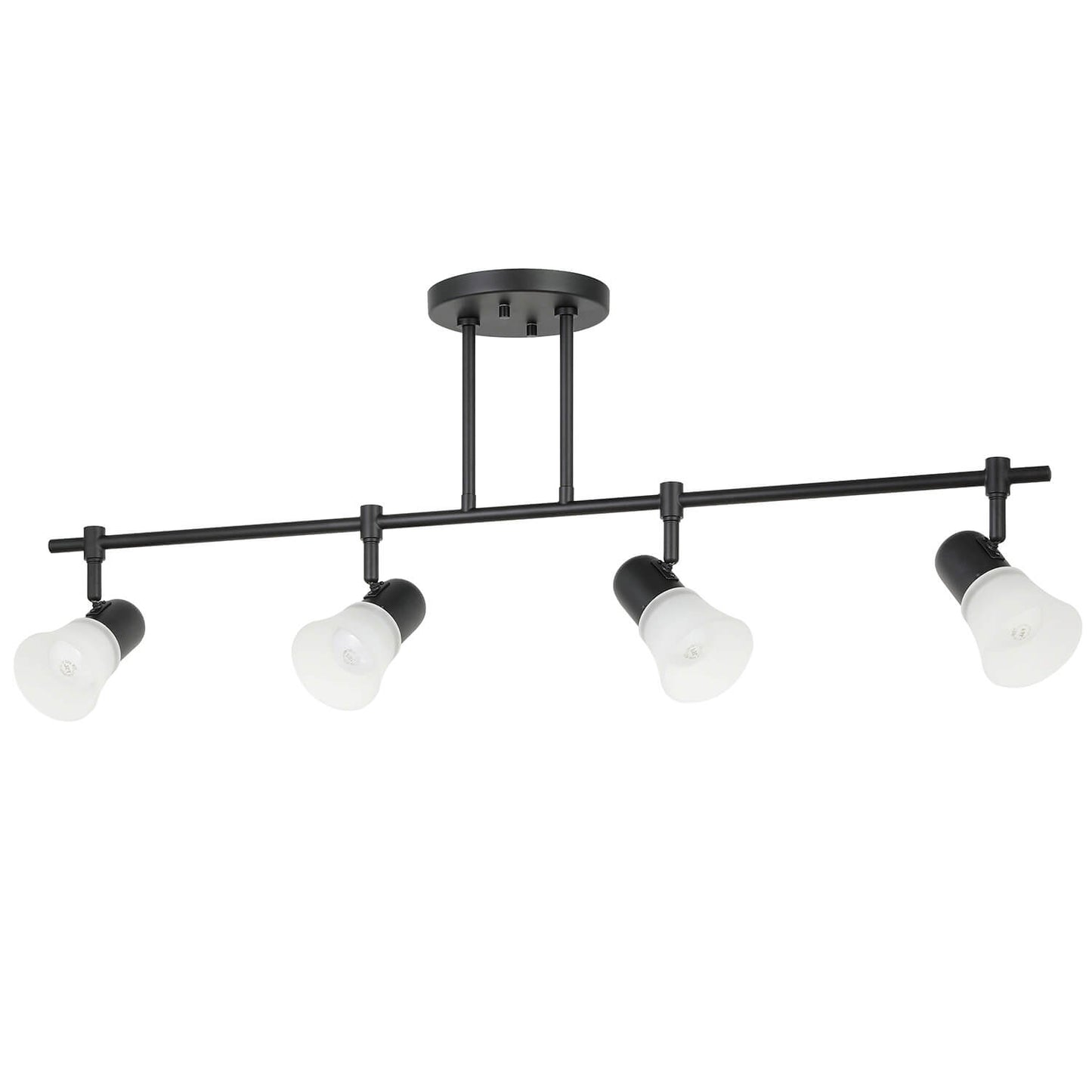 Modern Track Light Fixture, 4-Light Black Kitchen Island Lighting, Glass Shades XB-TR1235-4-MB