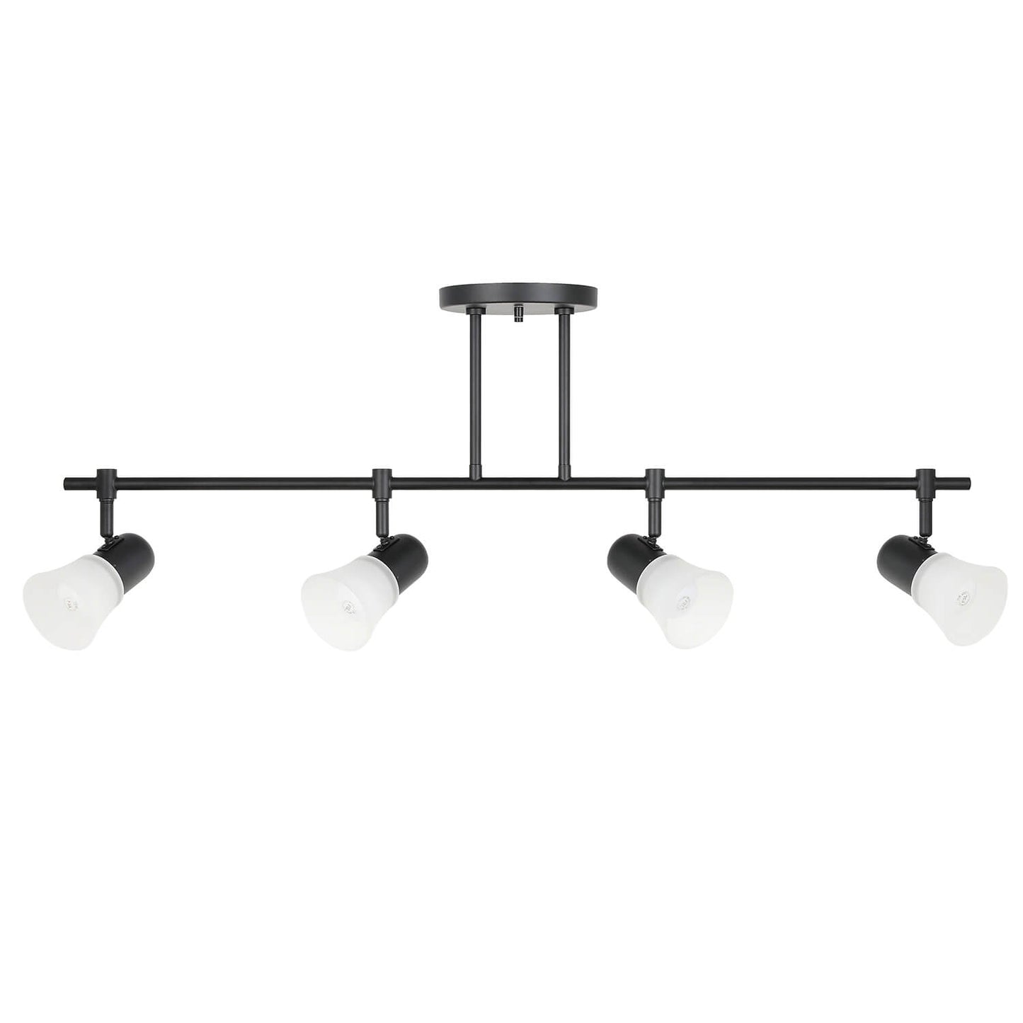 Modern Track Light Fixture, 4-Light Black Kitchen Island Lighting, Glass Shades XB-TR1235-4-MB