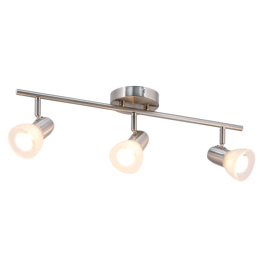 Track Light Fixture, 3-Light Ceiling Mount, Brushed Nickel, Adjustable Spotlights XB-TR1237-3-BN