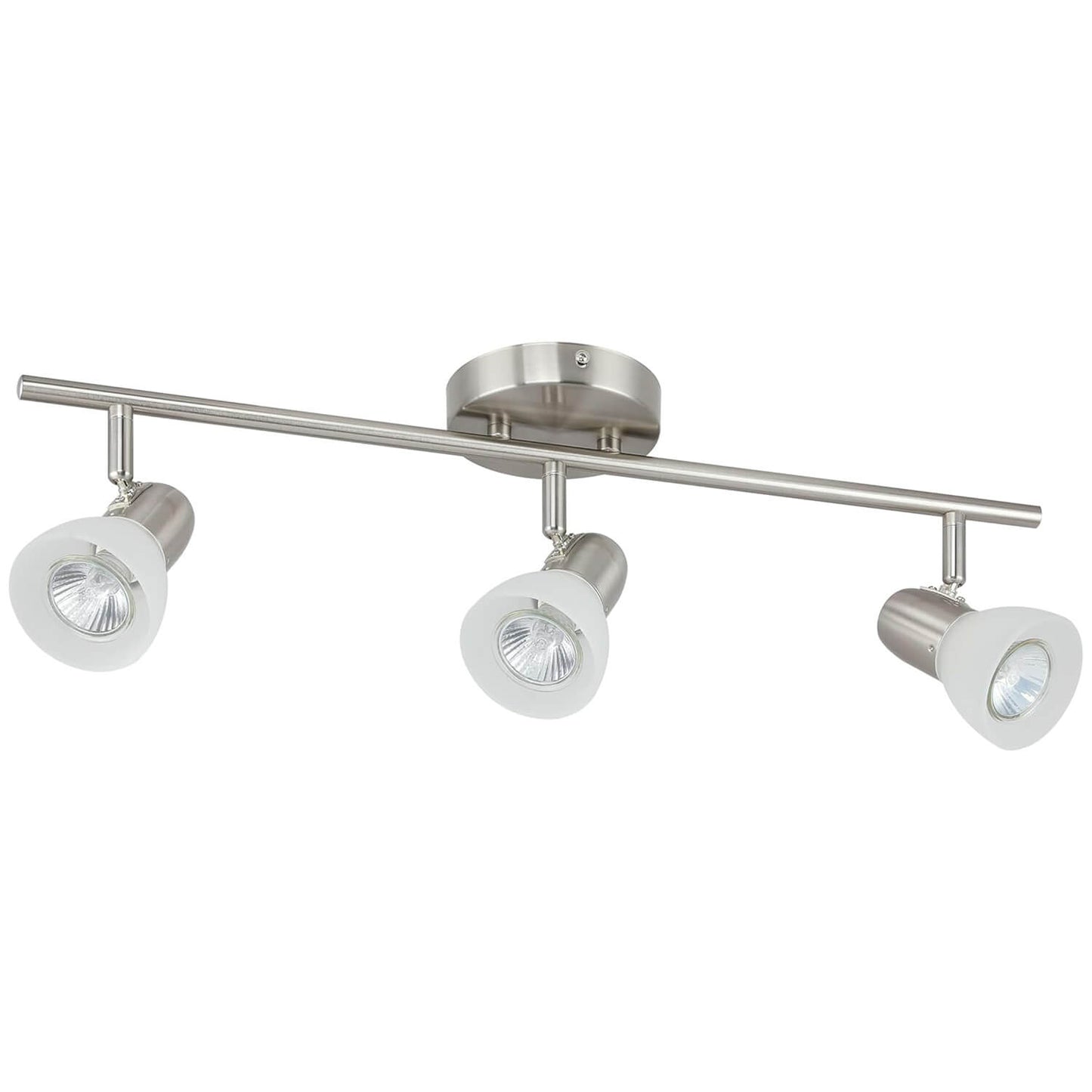 Track Light Fixture, 3-Light Ceiling Mount, Brushed Nickel, Adjustable Spotlights XB-TR1237-3-BN