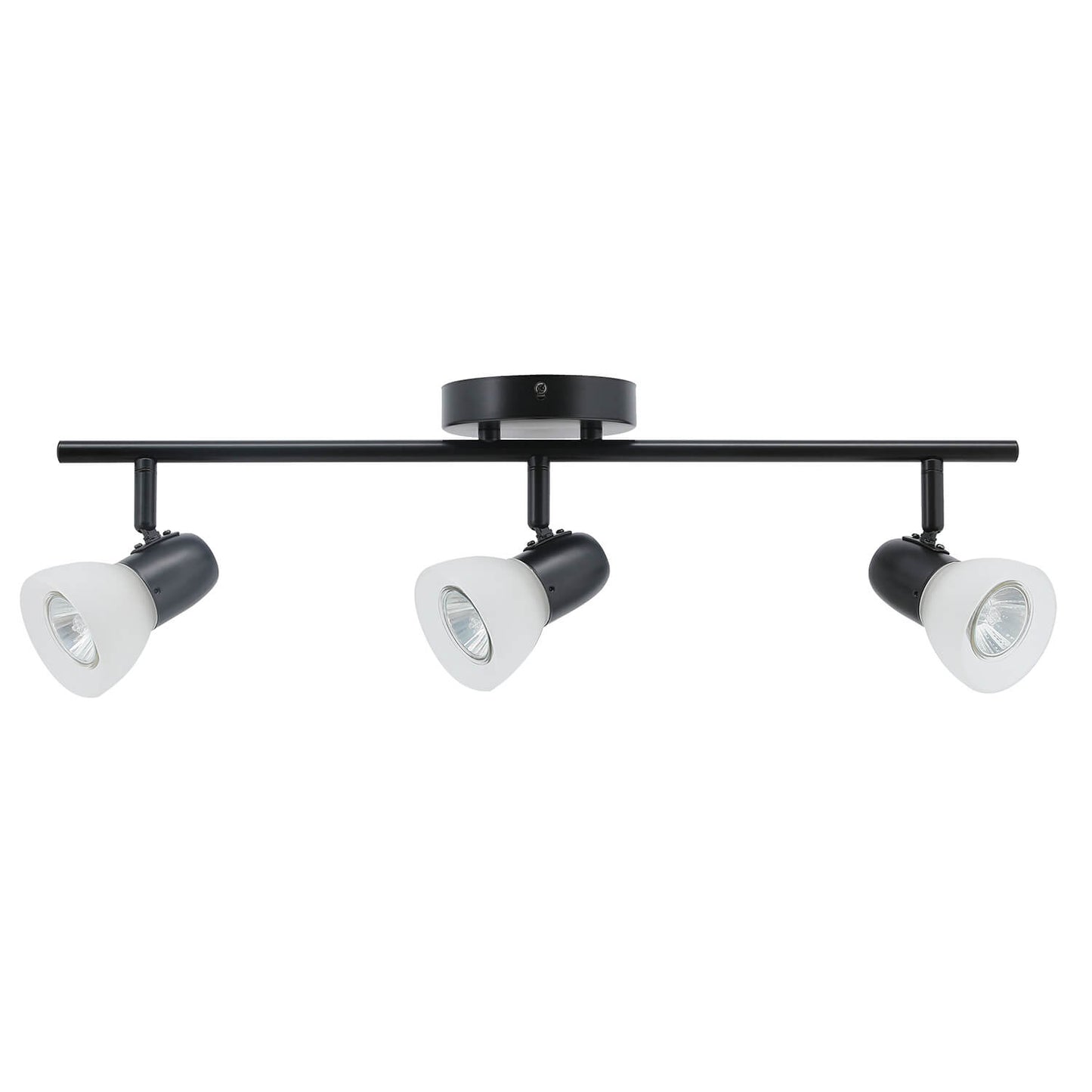Modern Track Light Fixture, 3-Light Rail with Frosted Glass Shades, Matte Black XB-TR1237-3-MB