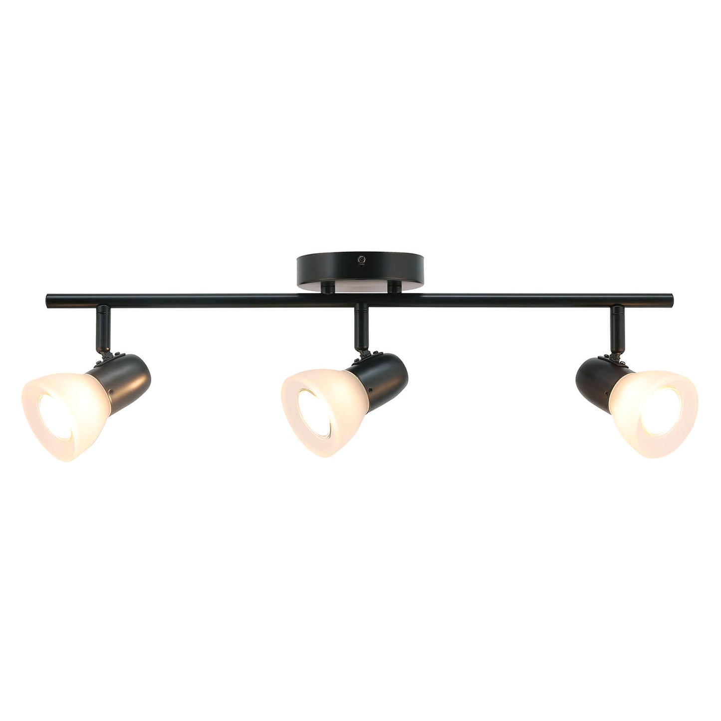 Modern Track Light Fixture, 3-Light Rail with Frosted Glass Shades, Matte Black XB-TR1237-3-MB