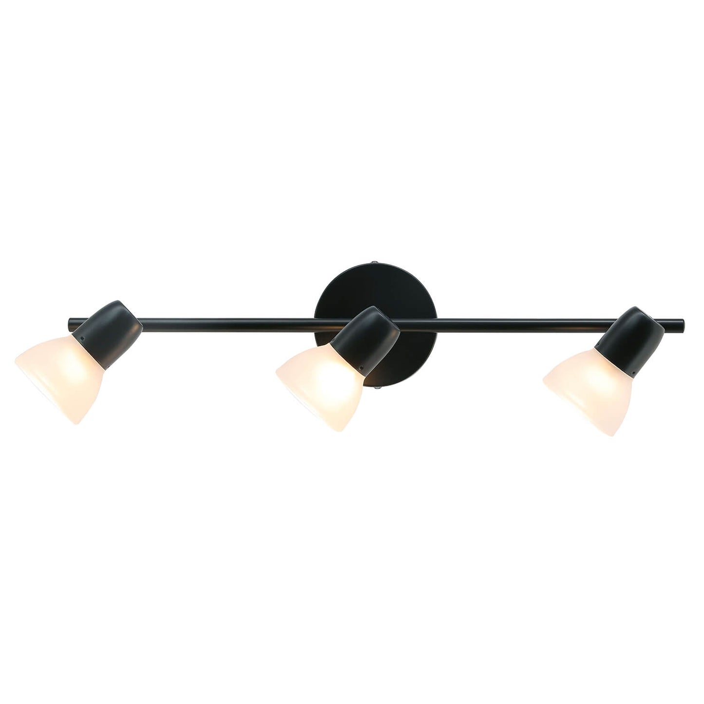 Modern Track Light Fixture, 3-Light Rail with Frosted Glass Shades, Matte Black XB-TR1237-3-MB